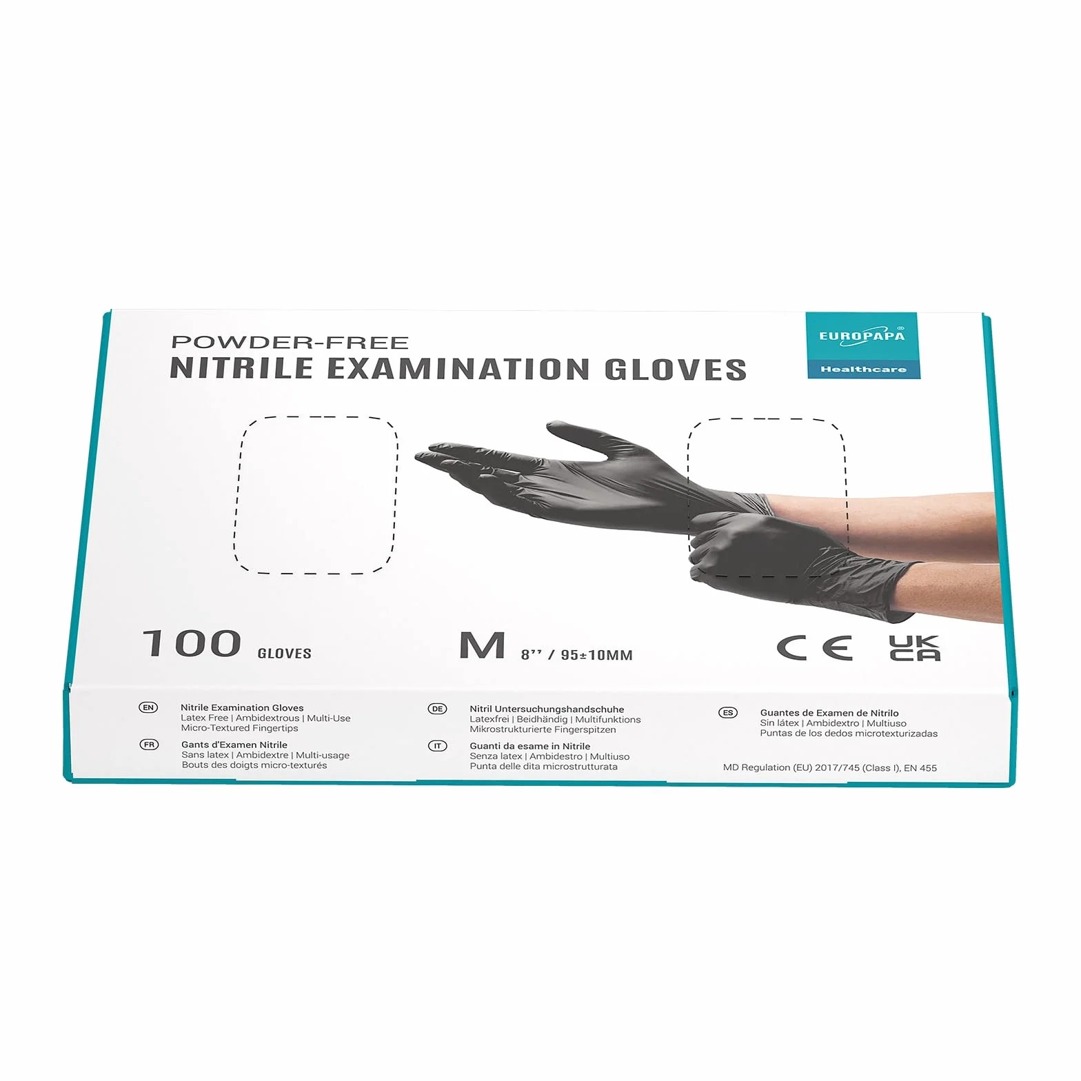 EUROPAPA® 100 Guanti Monouso In Nitrile Senza Lattice Sterili M Nero