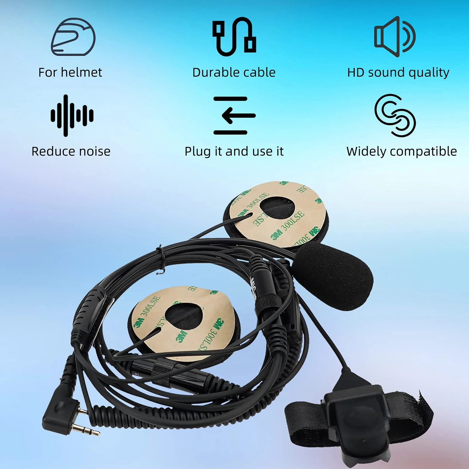 Retevis EHK010 Auricolare per Casco Moto con 2 Pin, Auricolare per Casco con Microfono, Compatibile con Radio Bidirezionale RT27 RT27 RT5R Baofeng UV5R 888S Walkie Talkie eSynic Kenwood (1 Pezzo)