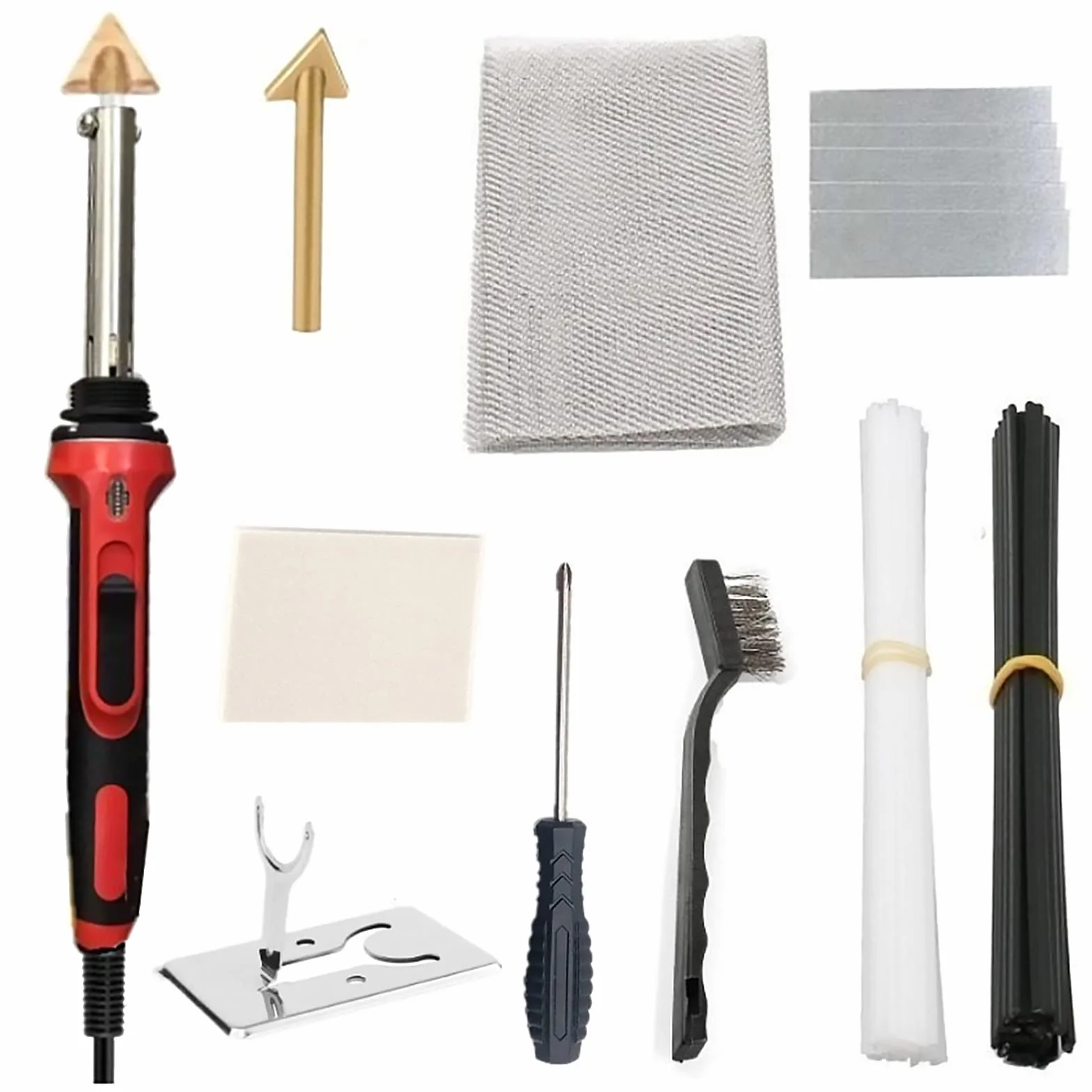 Plastica Saldatrice Kit Riparazione con Rete di Rinforzo Spazzola Metallica Supporto Ferro Caldo Aste