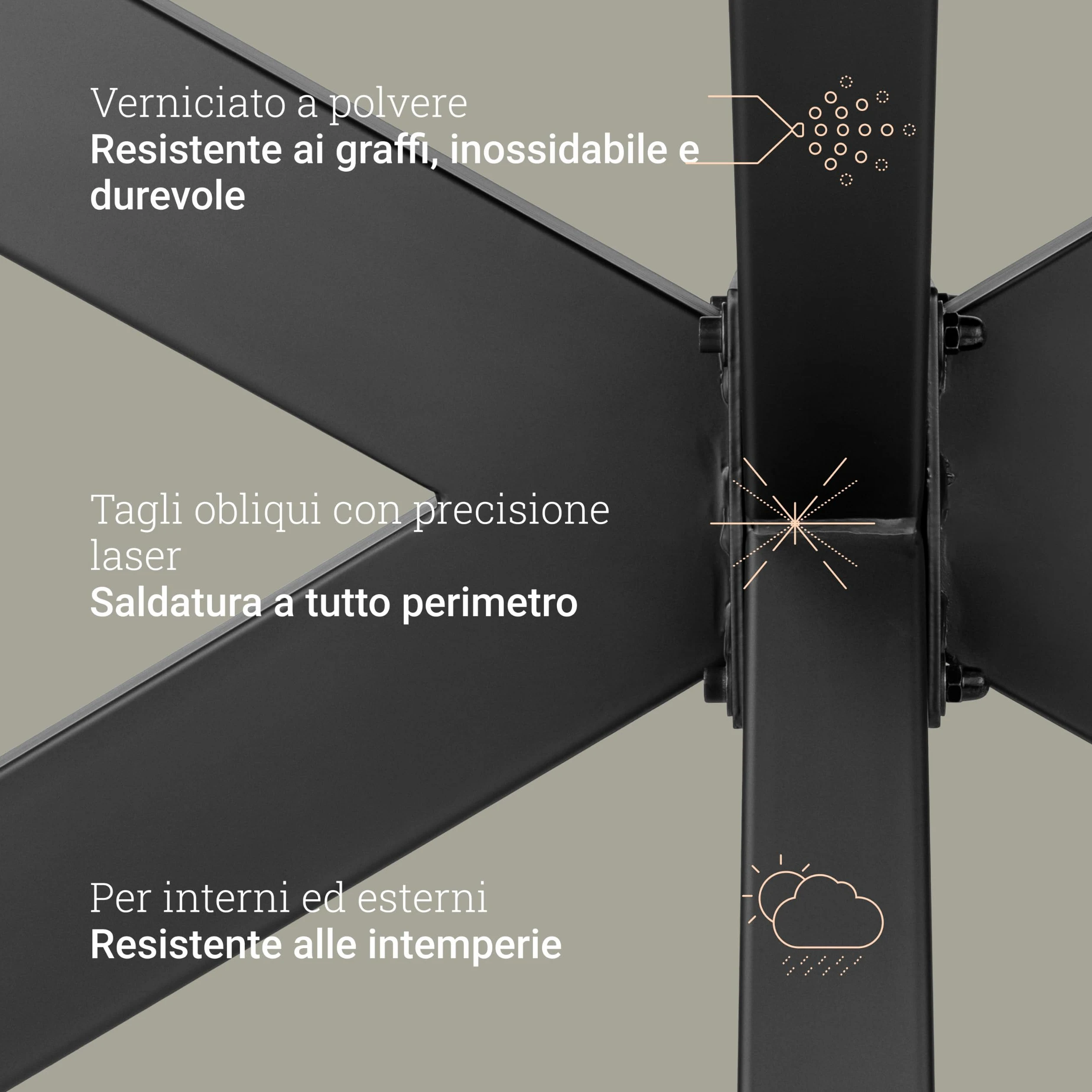Natural Goods Berlin 1x Gambe per Tavolo SPIDER | Gambe Tavolo in Metallo Nero | Montaggio Semplice | Piedi per Mobili, come Tavolino, Scrivania e Tavoli da Pranzo | Piedi per Tavolo 71x68x120cm