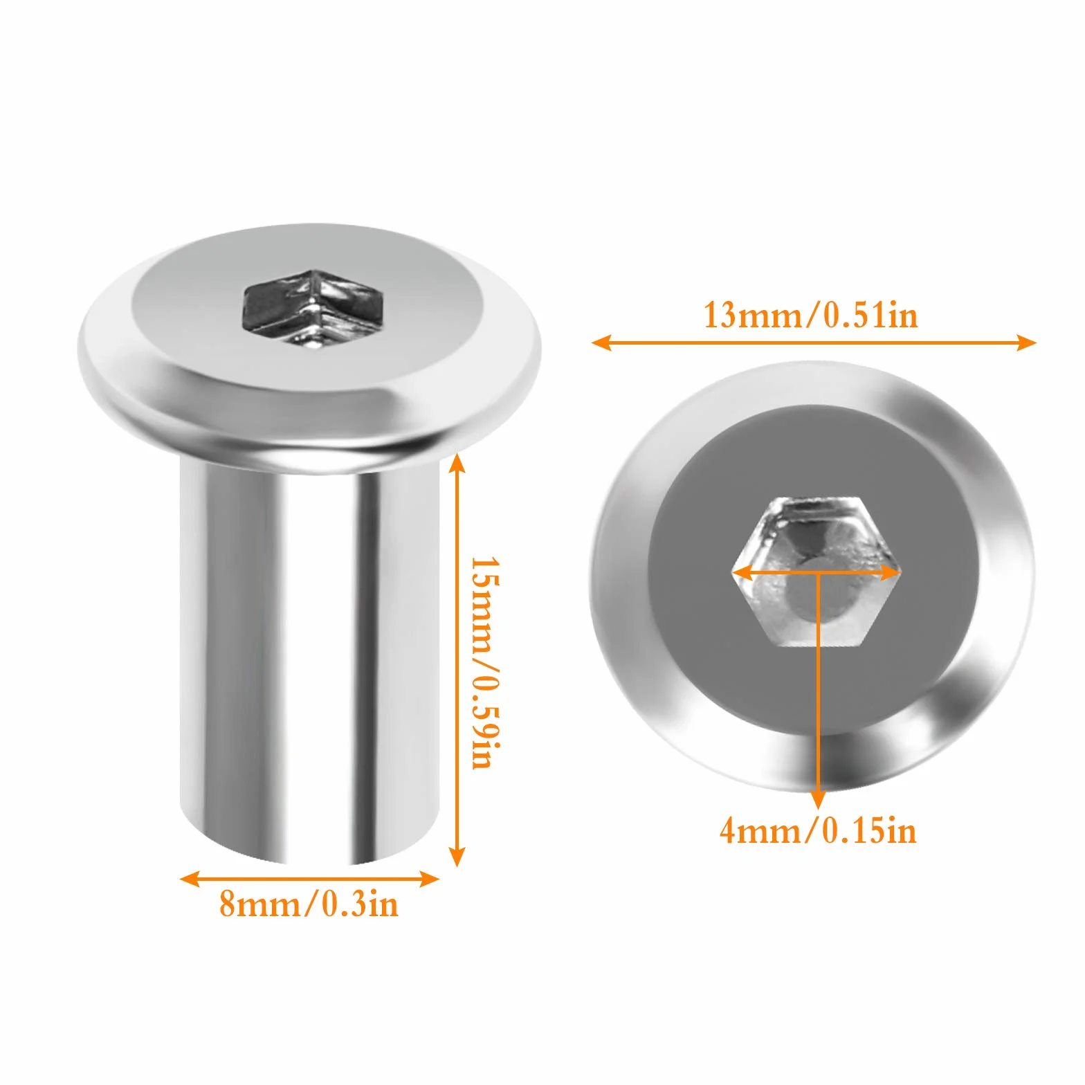 Dadi a Manicotto M6 100 PCS Acciaio Inossidabile per Mobili