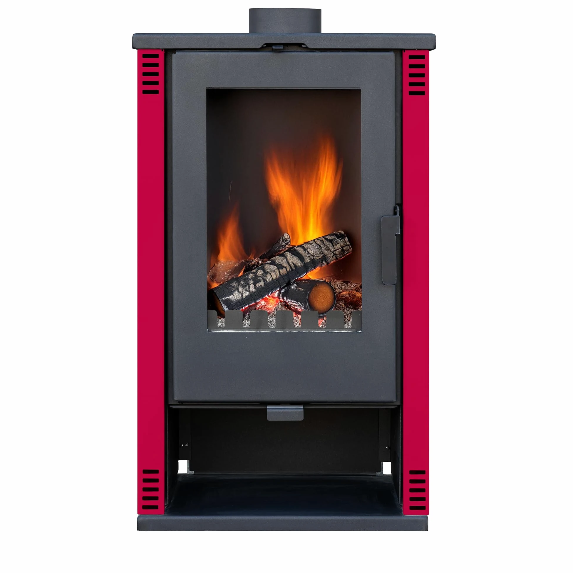 ALAZ K10M - Stufa a legna da ardere, 10 kW, colore rosso bordeaux