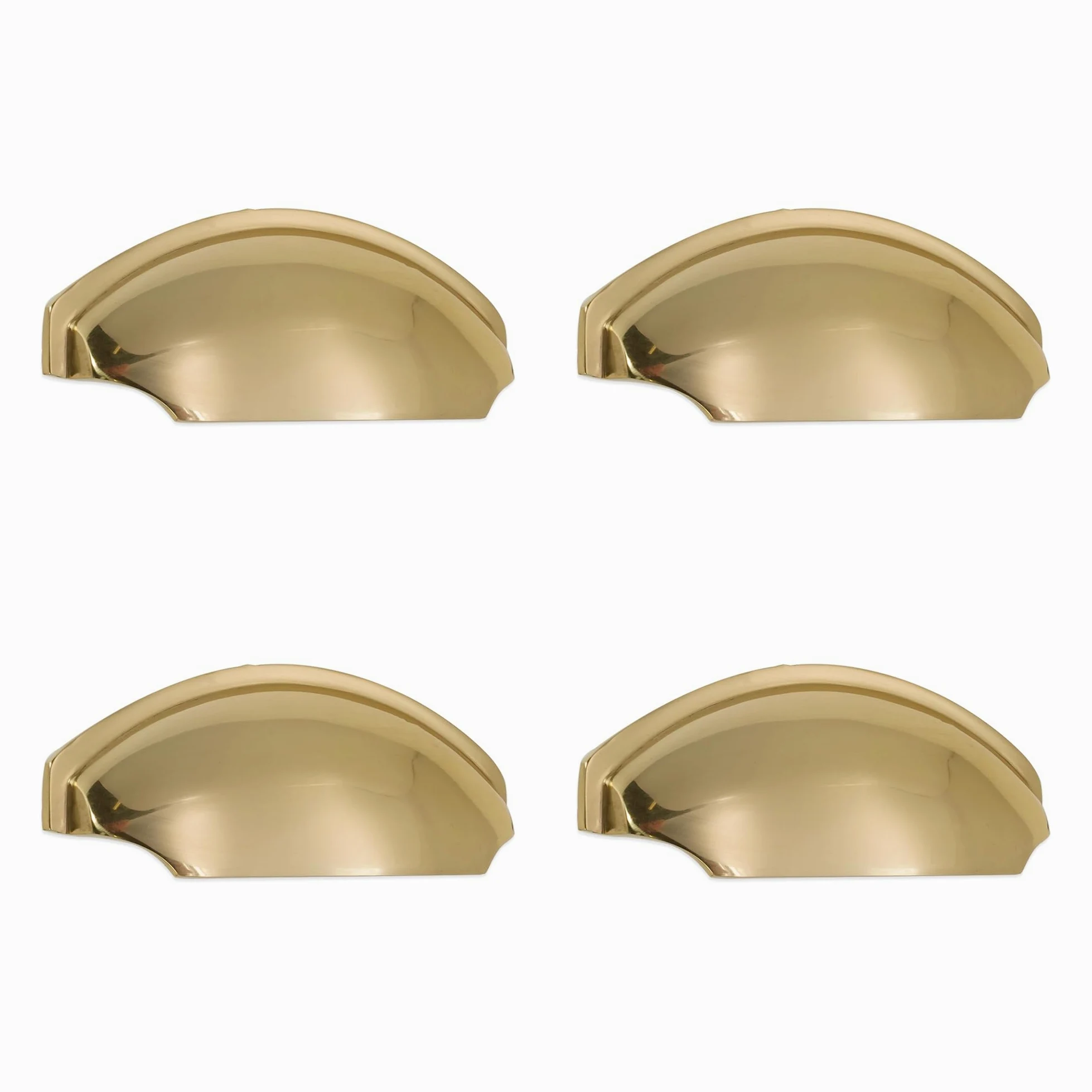 Infinity Decor Confezione da 4 pomelli in ottone lucido stile moderno mezza luna tulipano in ottone massiccio 150 mm – per armadio da cucina, credenza, cassetto maniglia porta