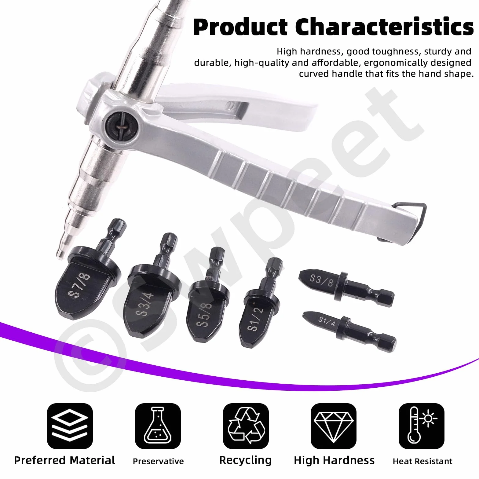 Swpeet 7Pcs Tubo di Rame Tubo Expander Strumento con 1/4 '' 3/8 '' 1/2 '' 5/8 '' 3/4 '' 7/8 '' Expander Drill Bit Assortimento Kit di Espansione Strumento di Refrigerazione Strumenti di Rame Tubo