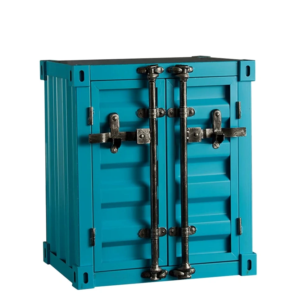 Armadio Ferro Armadio di stoccaggio in Metallo retrò Industriale, armadietti a Doppia Porta for Container, armadietti for Decorazioni Creative for casa/Ufficio/Negozio (Color : Blue, Size : 50x3