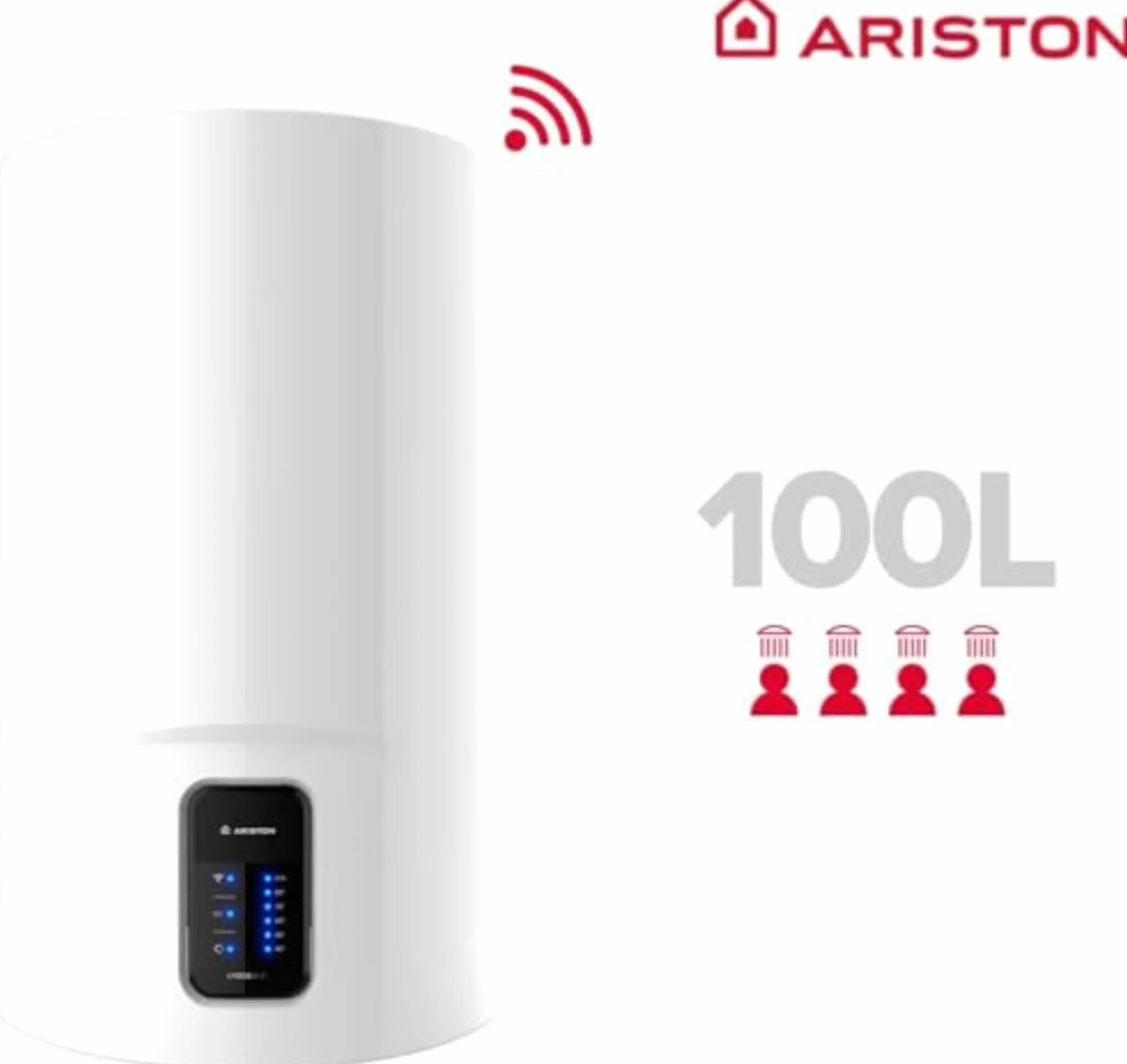 Ariston Lydos Wifi - Scaldabagno Elettrico 100 Litri Verticale con Display Touch ‎47x47x88,5cm - Boiler Elettrico con EVO-ECO e Waterplus per Risparmio Acqua e Energia, Classe B, Compatibile con Alexa