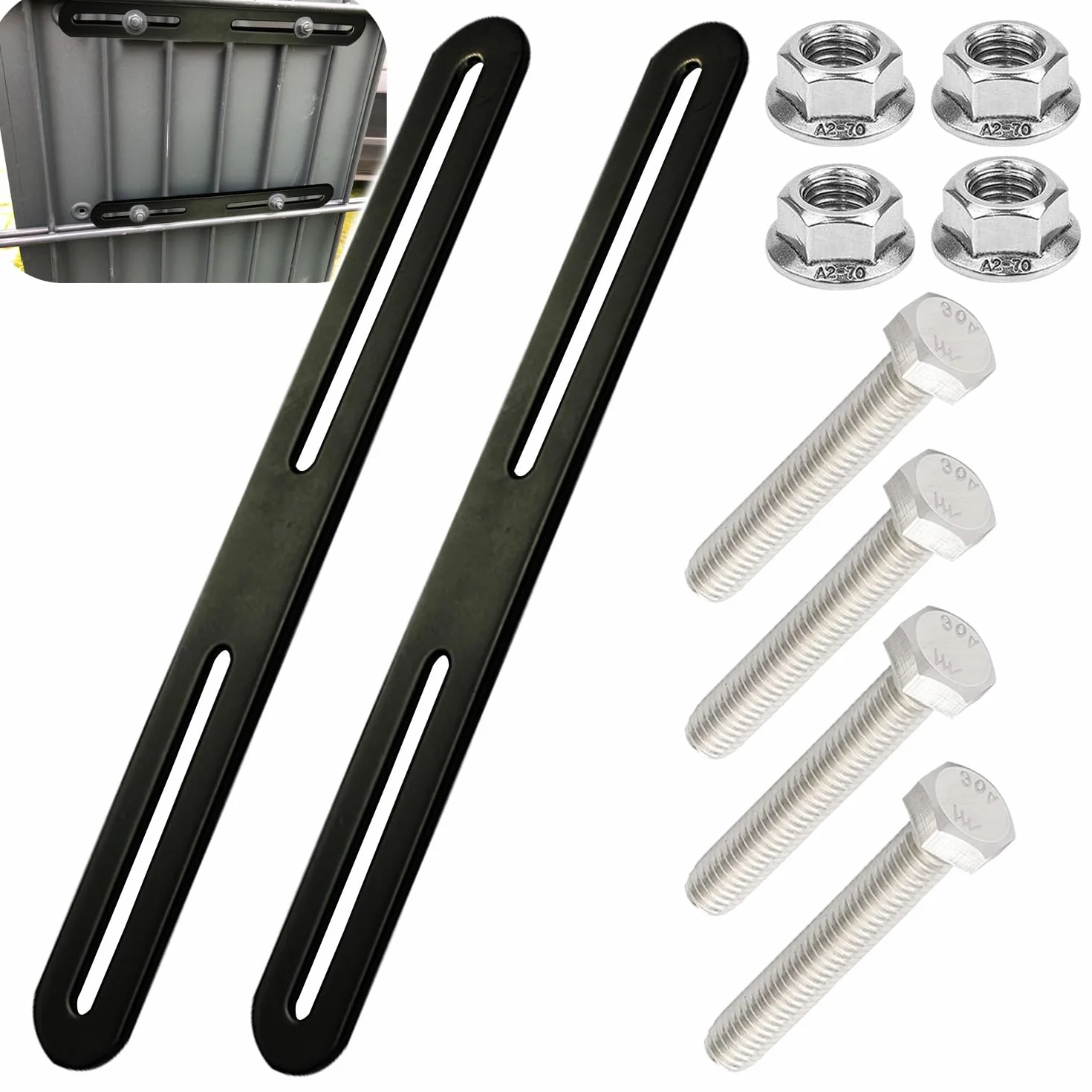 Set di Fissaggio per Cassetta Postale per Recinzione 215 x 24 mm Nero