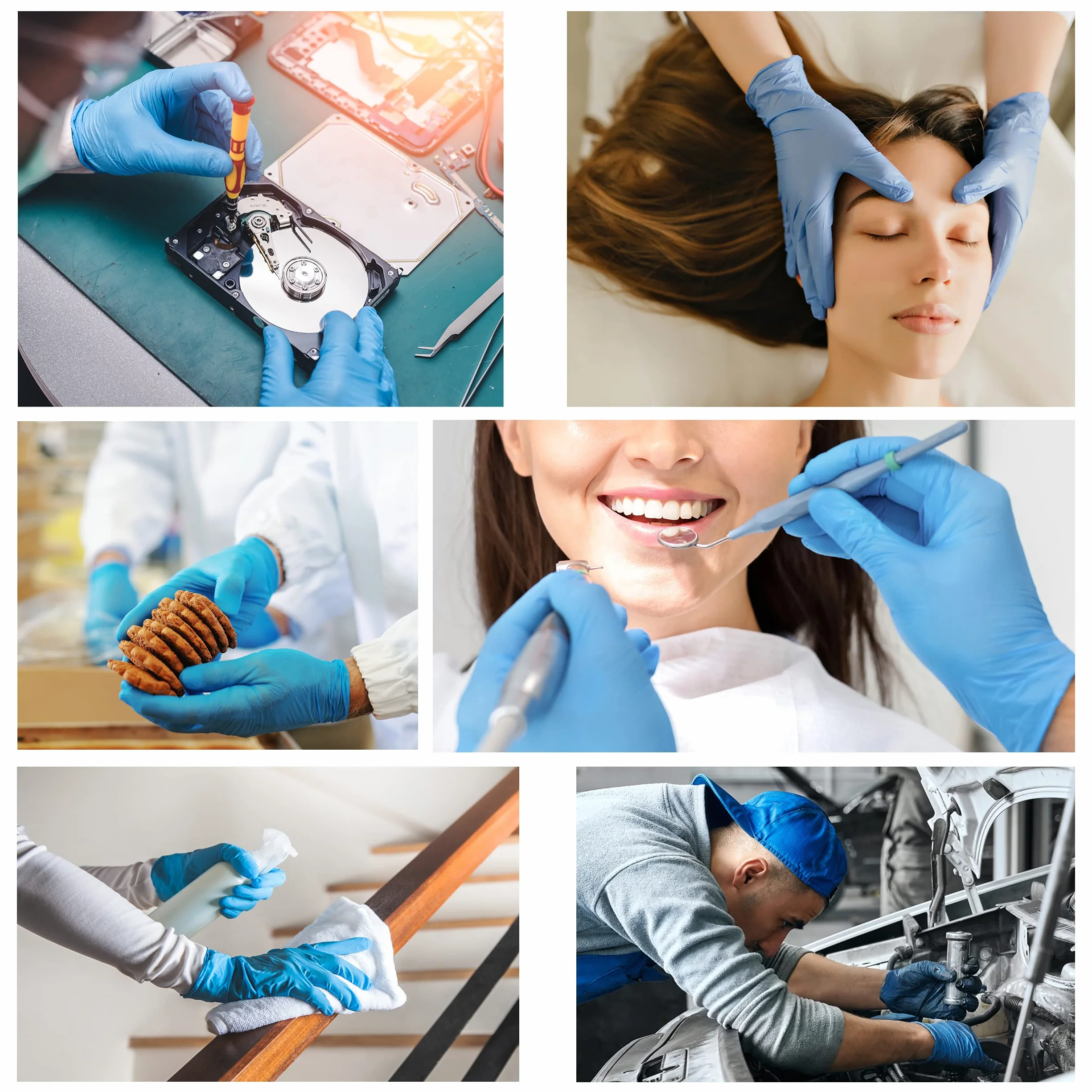 R MOVE 100 guanti in nitrile monouso blu L senza polvere usa e getta per alimenti non sterili ipoallergenici