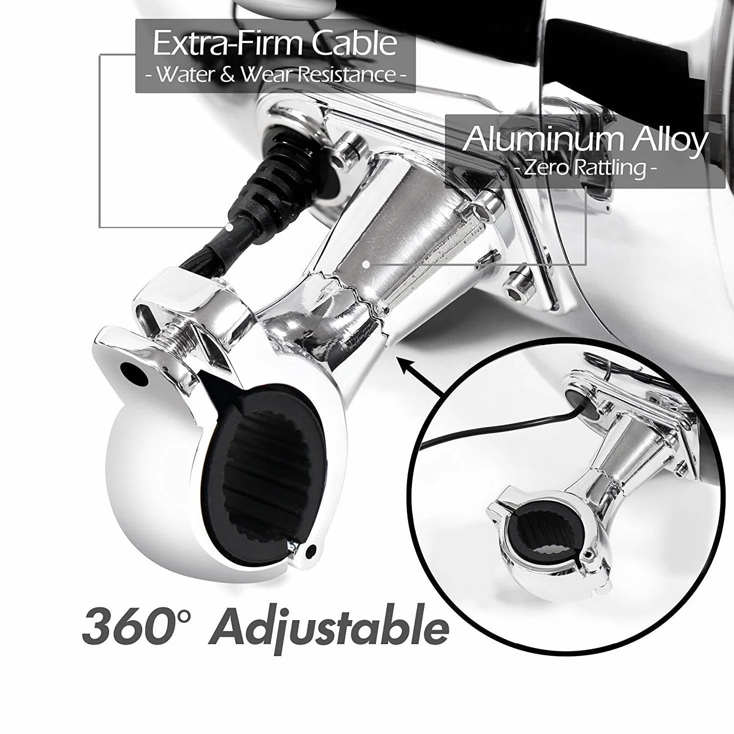 SPK350X 4 pollici Full Range Impermeabile Moto Altoparlanti stereo Bluetooth Amplificatore per Motociclo Sistema audio per ATV RZR UTV (Cromo,Ventilatore)