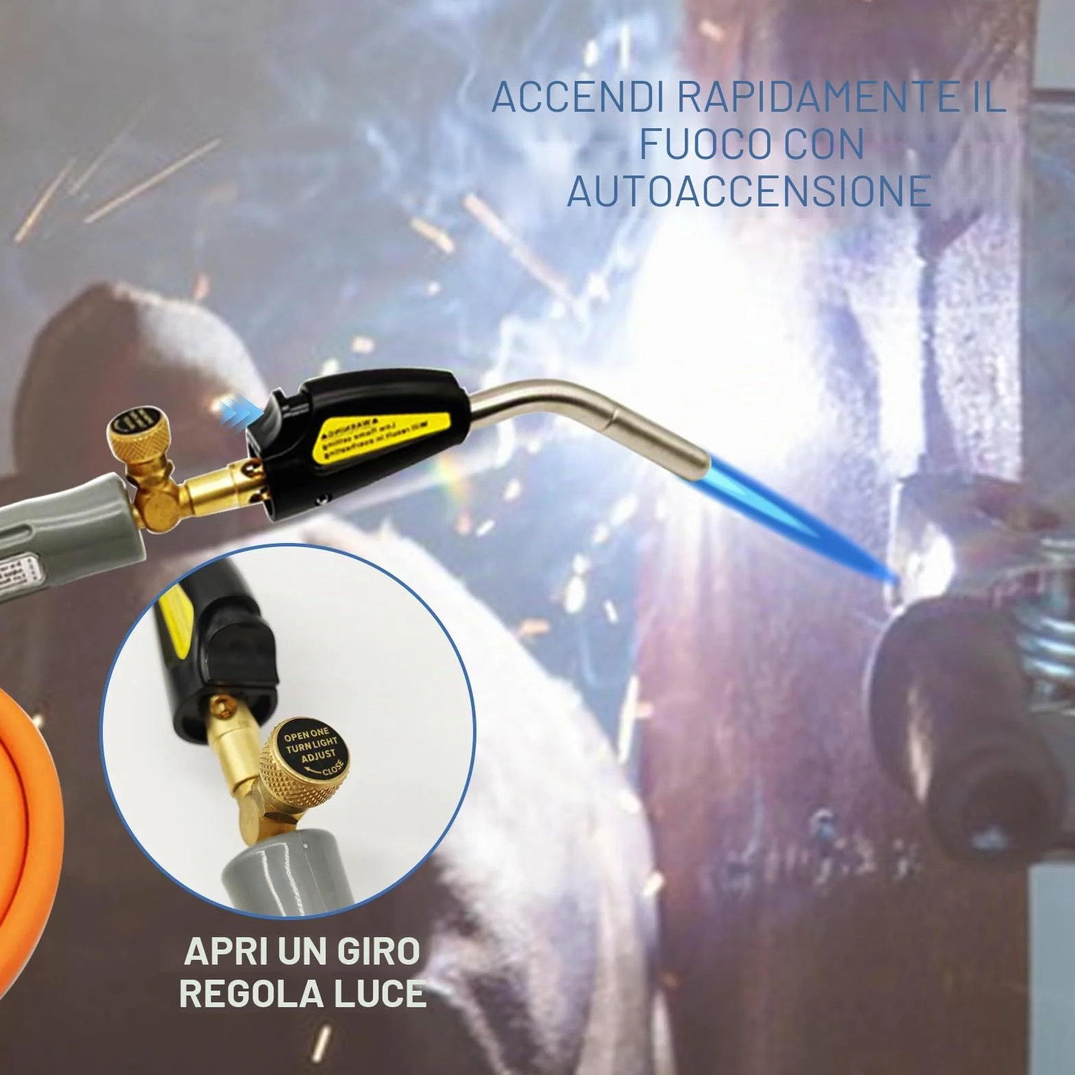 MAPP Torcia a propano CGA600 brasatura testa a gas tubo 1,2 m innesco automatico