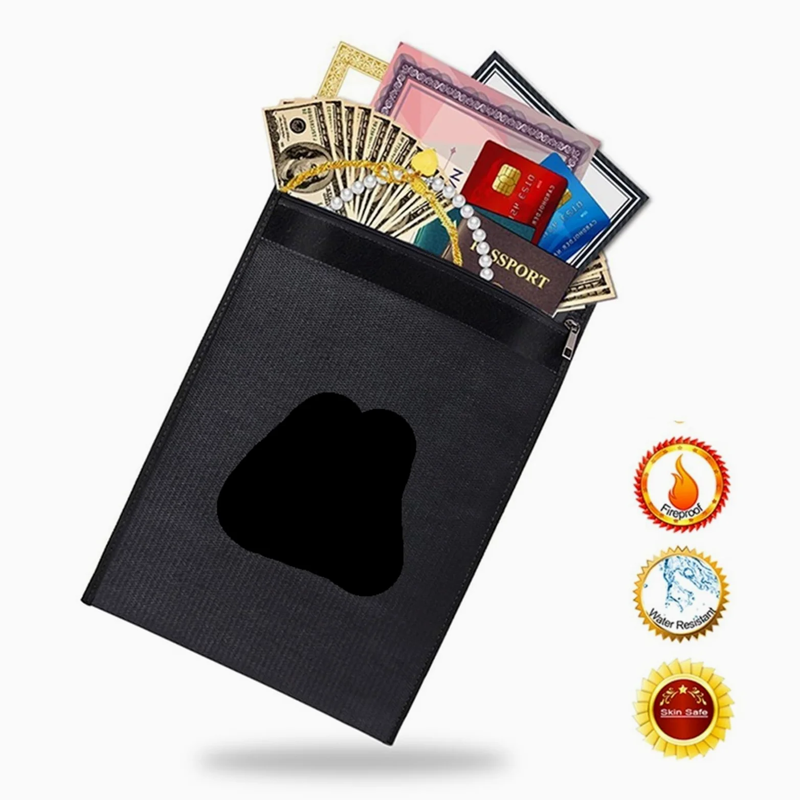 Borsa ignifuga for denaro e documenti, portadocumenti e portadocumenti con maniglia e tracolla, scatola ignifuga for oggetti di valore per Documenti Passaporto
