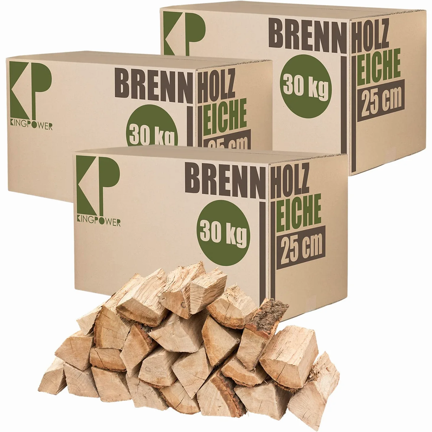 Legna da Ardere Quercia 90 kg Per Stufa e Camino Braciere Griglia Cestello per il Fuoco Ceppi 25 cm Kingpower