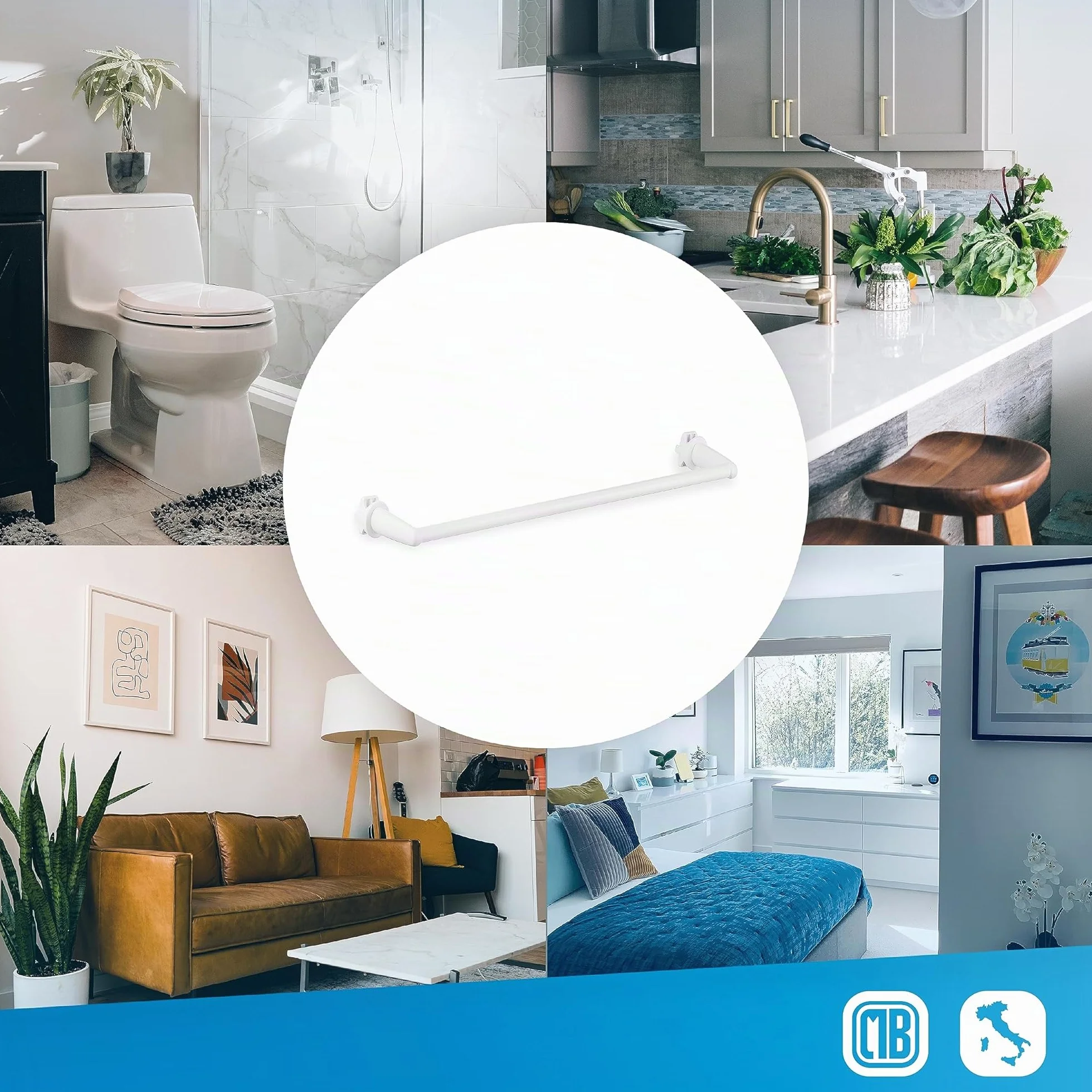 Porta Asciugamani Bagno per Termosifone Scaldasalviette Autoavvitante Senza Fori Bianco