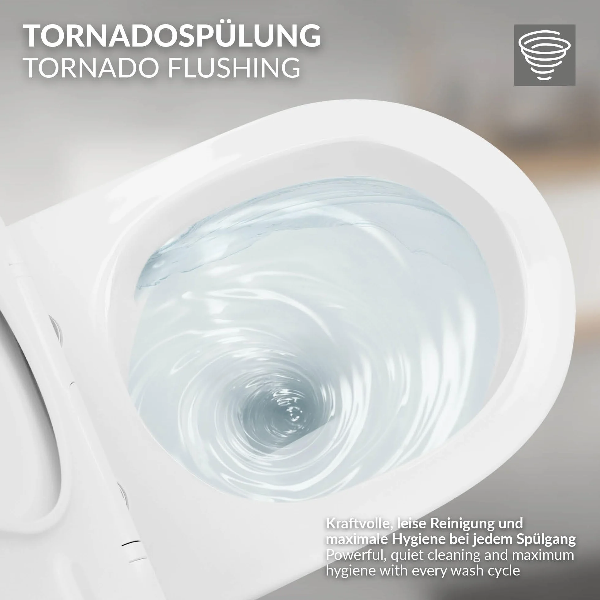 LuxeBath WC Sospeso Senza Bordo Vaso in Ceramica Bianco Corto 49 cm Risciacquo Scarico Tornado con Sedile Softclose