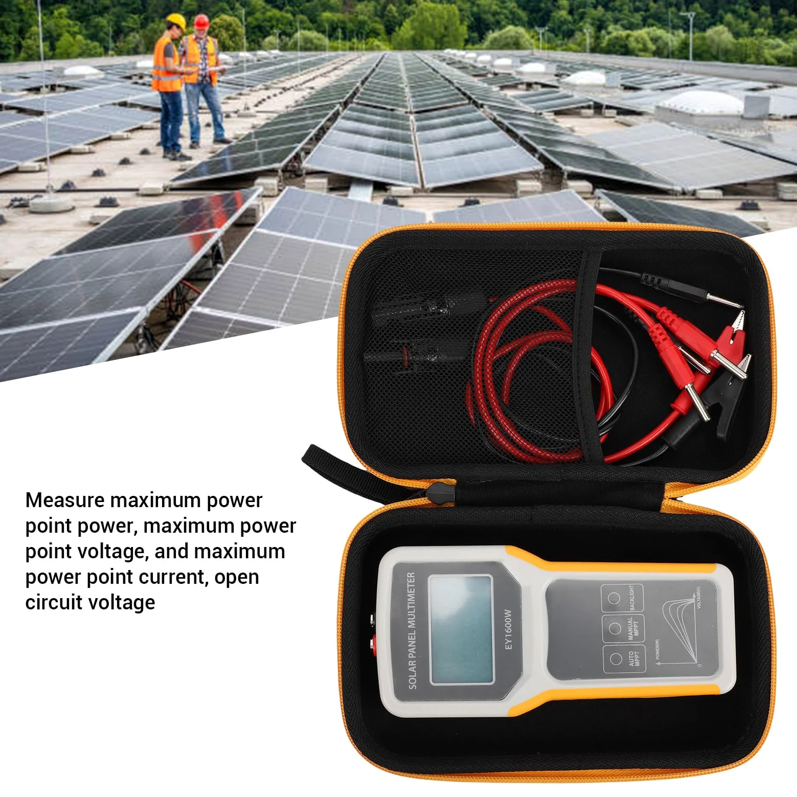 Topiky Tester per Pannelli Solari da 1600 W Misuratore Multifunzionale con Display LCD per Installatori di Pannelli Solari All'aperto