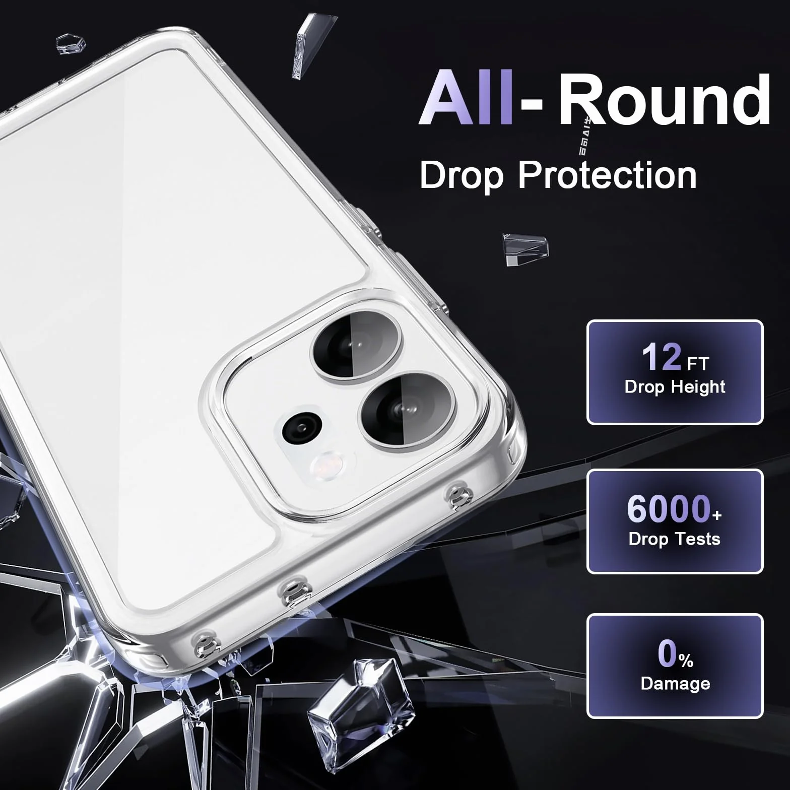 Cover per Oppo Reno 14/14 FS/14 F 5G, Custodia in TPU Antiurto Sottile di Livello Militare, Resistente all'ingiallimento, Case per Telefono in PC Rigido, Retro Antigraffio, Trasparente