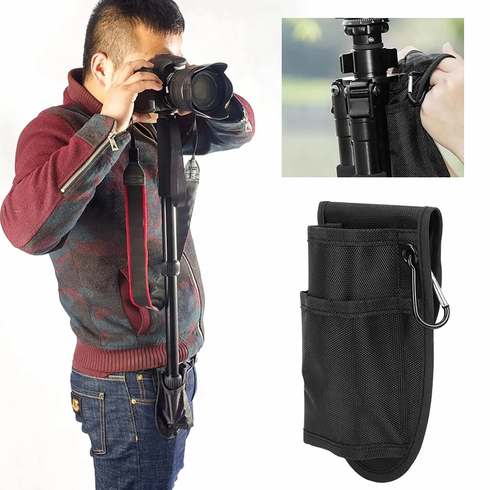 Marsupio portatile monopiede treppiede per fotocamera tascabile per DSLR supporto marsupio impermeabile monopiede cintura, Nero