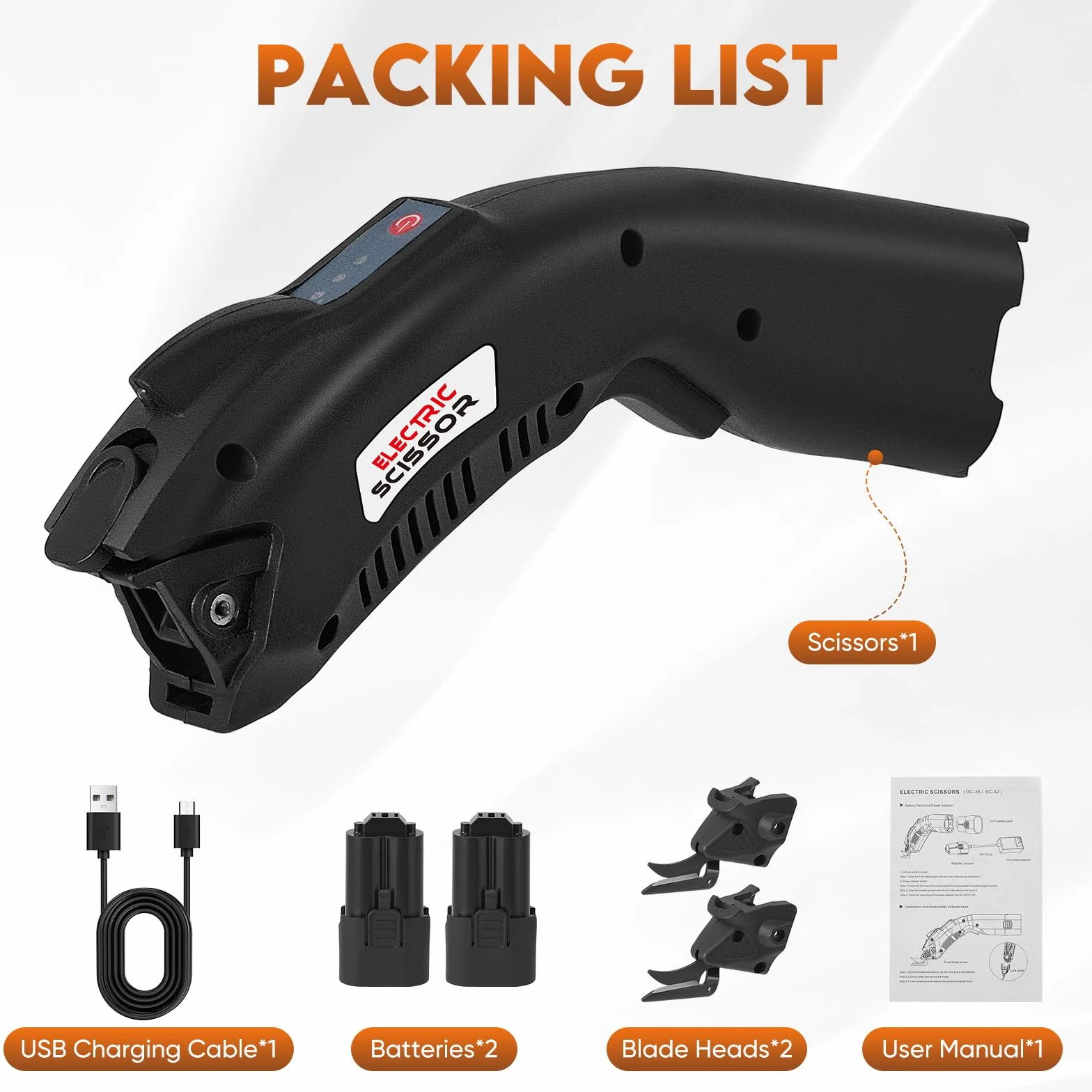 Forbice elettrica per tessuti 2500mAh 6000RPM 2 lame di ricambio