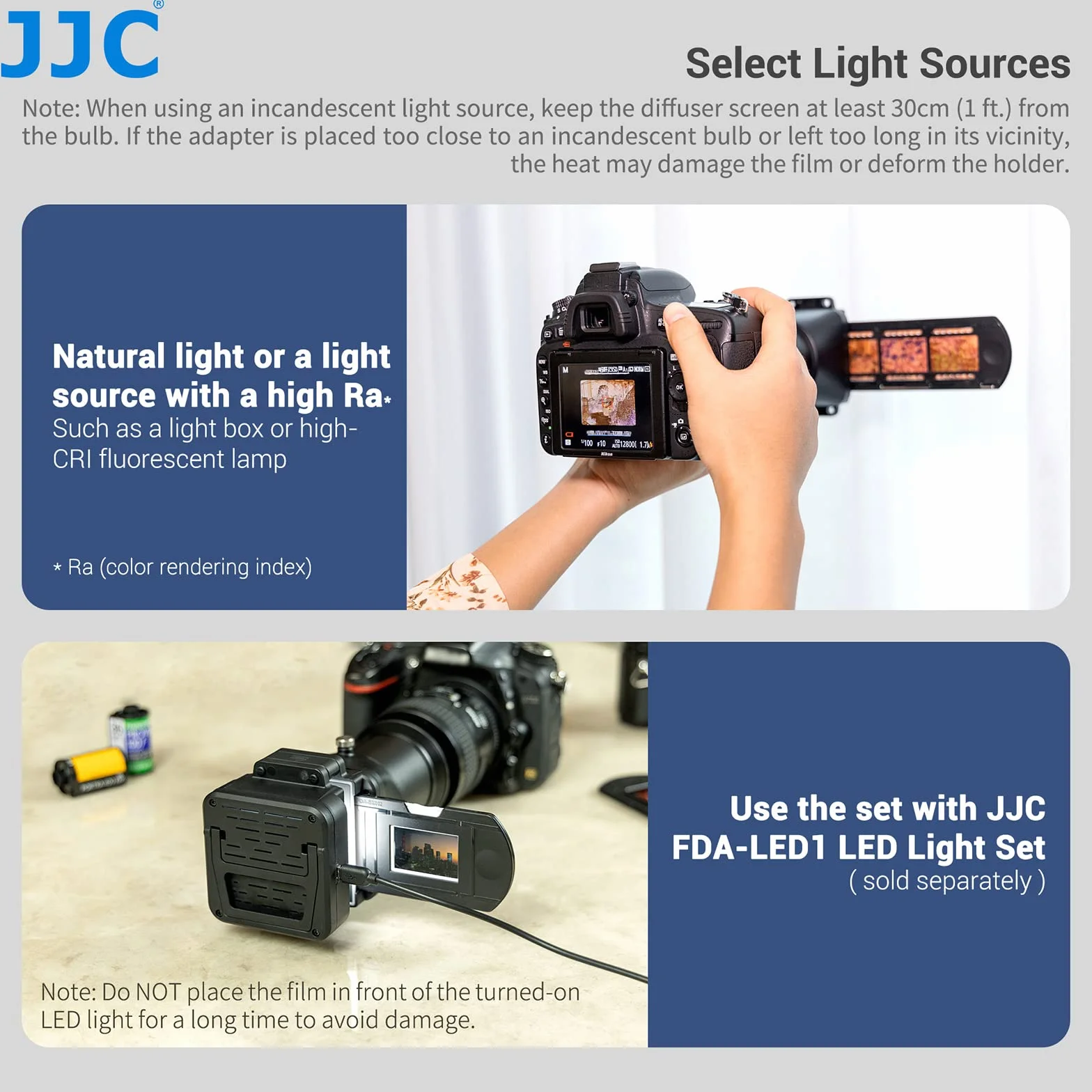 JJC Slide & Film Remake, Con 1 x 35 mm Slide Mount Supporto, 1 Striscia Film Holder e DSLR Barrael Lens Adapter per Copia Negativa, Scanner Negativo per Nikon D850 ES-2
