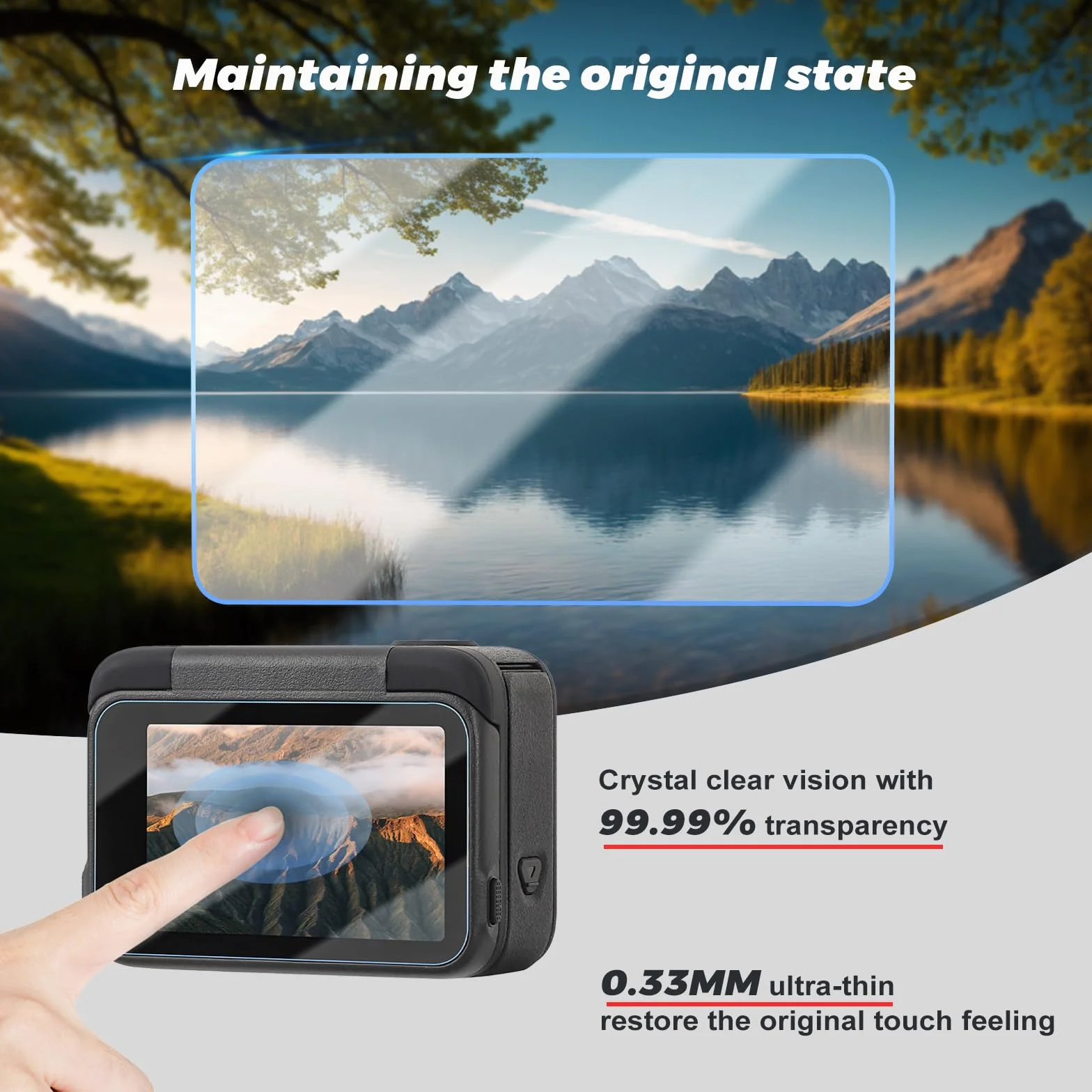 Pellicola protettiva per display Ace Pro 2-2 Pack per obiettivo e protezione schermo per Ace Pro 2 accessori, vetro temperato 9H, durezza HD, antigraffio, vetro temperato