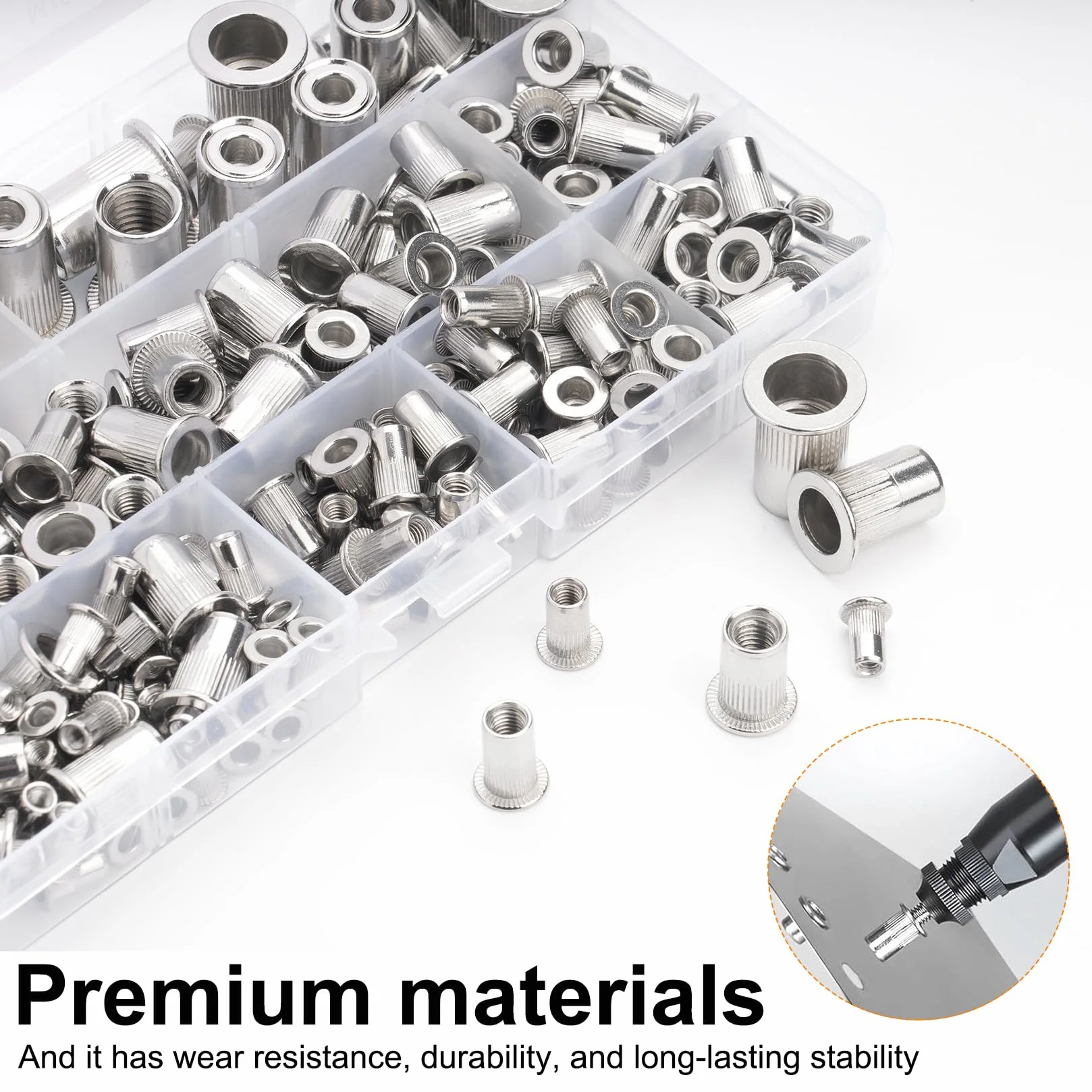 Zestaw 218 Pz Inserti Filettati Acciaio Inox M3 M4 M5 M6 M8 M10