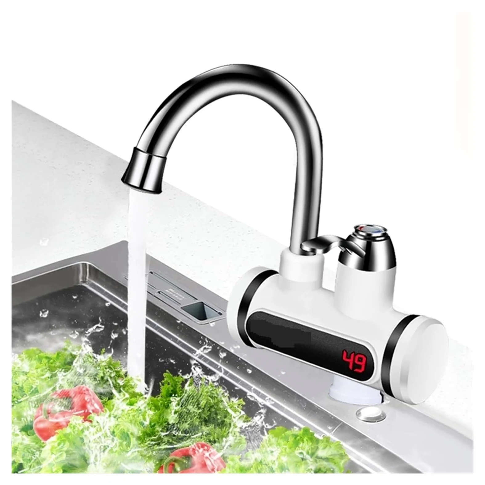 Display della temperatura dello scaldabagno del rubinetto elettrico Riscaldatori di acqua calda istantanei Riscaldamento dell'acqua senza serbatoio della cucina(SLT101 Long)