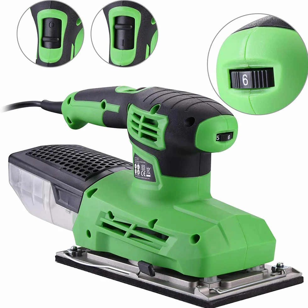 Bakaji Levigatrice Mouse Orbitale 300W 6000-12000 rpm Aspiratore Integrato 23x11 cm 10 Fogli Abrasivi