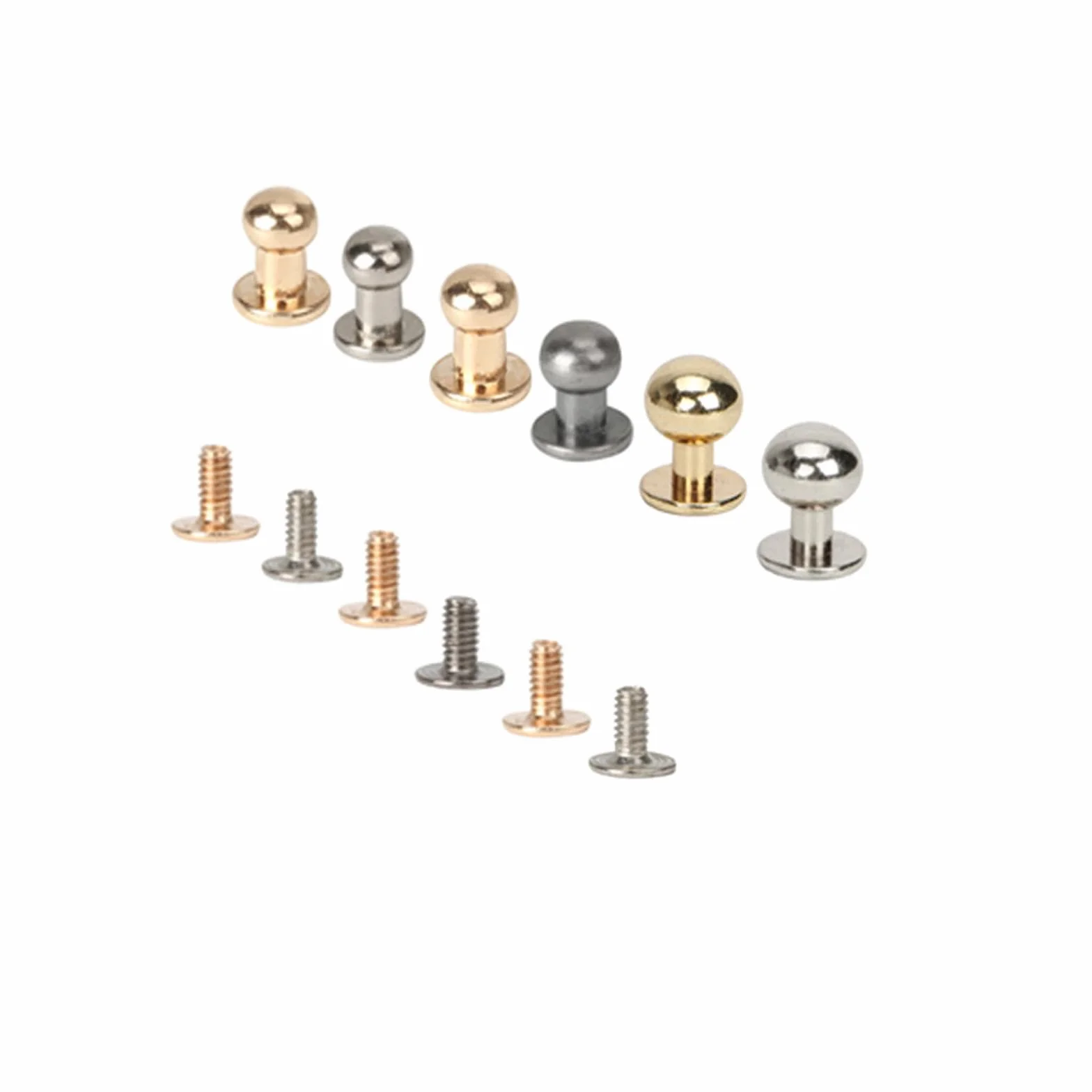 Borchie Dorate Solide a Testa Tonda 6mm in Lega di Zinco - Kit Rivetti Fai da Te per Cintura, Cinghia, Borsa