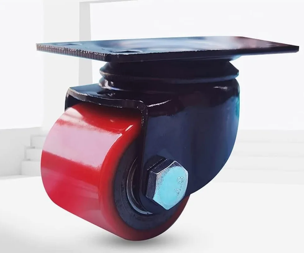Ruote a Piastra da 2 Pollici (50 mm) con Portata 1000 kg, silenziose, in PU, con Freno, Antiscivolo, girevoli, per Trasporto Industriale, banco da Lavoro, Fabbrica, 4 Pezzi