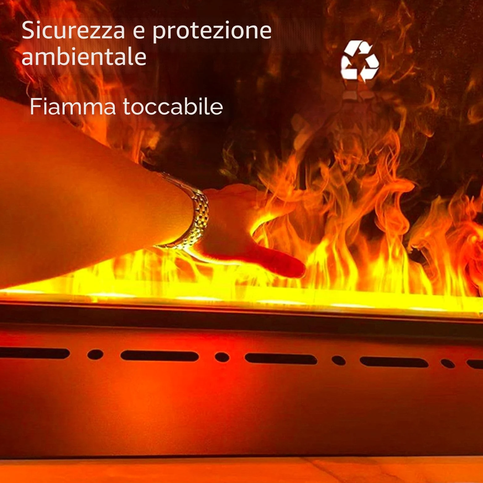 Camino A Vapore Acqueo 3D con Telecomando, Touch Screen E Umidificatore, Riempimento Automatico dell'Acqua, Fiamma Atomizzata Realistica, Design da Incasso-180cm/70.87in