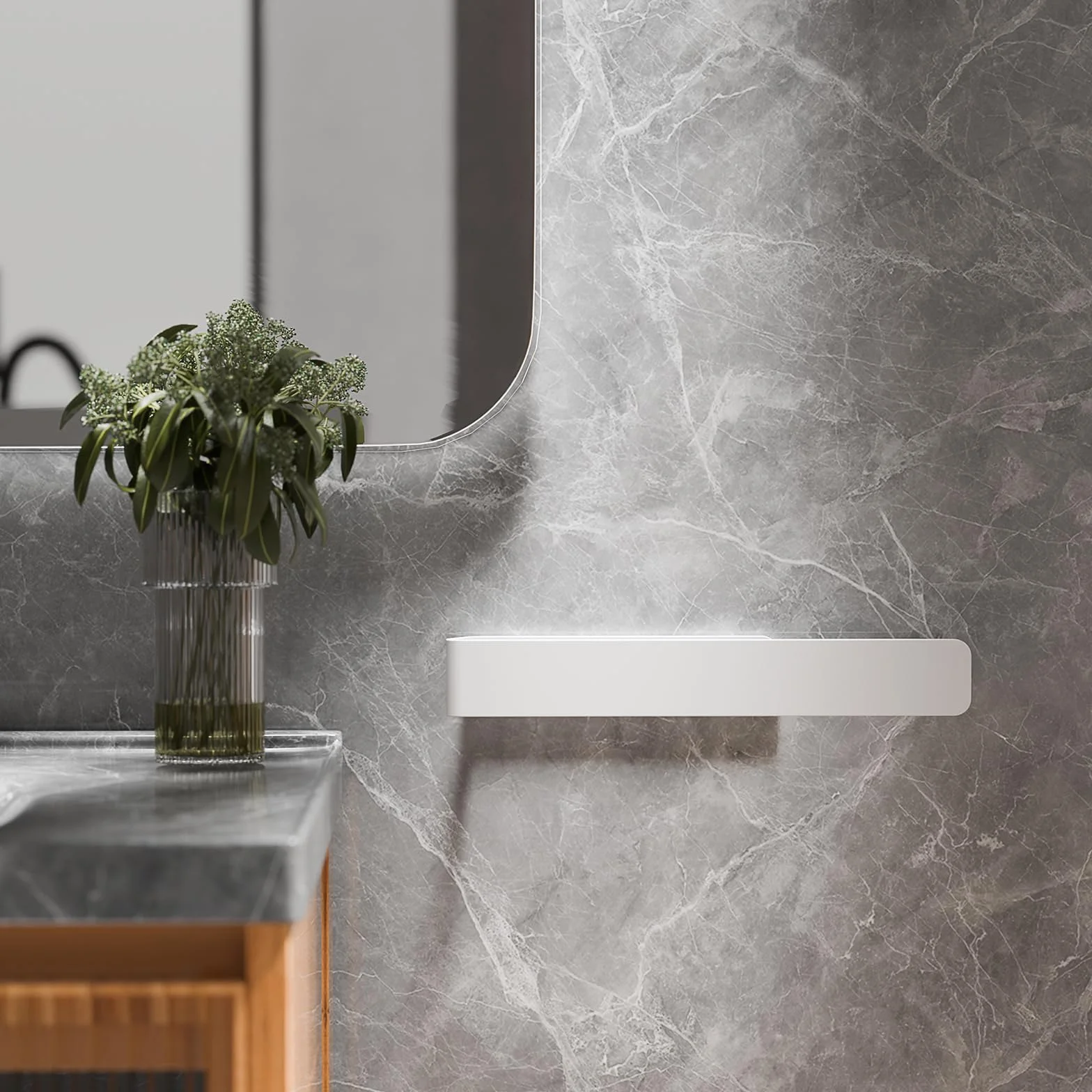 Aikzik Portasciugamani in alluminio senza foratura bianco 32 cm