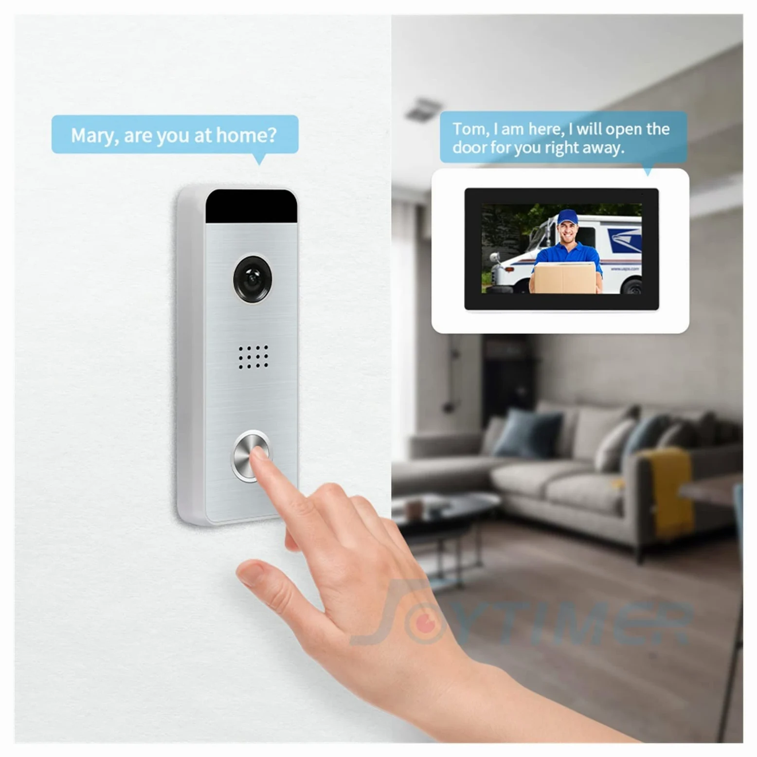 Videocitofono Wifi, Videocitofono Tuya da 10 pollici for il videocitofono multilingua del telefono del portello del touch screen domestico con controllo di accesso remoto per la sicurezza domestica(J-