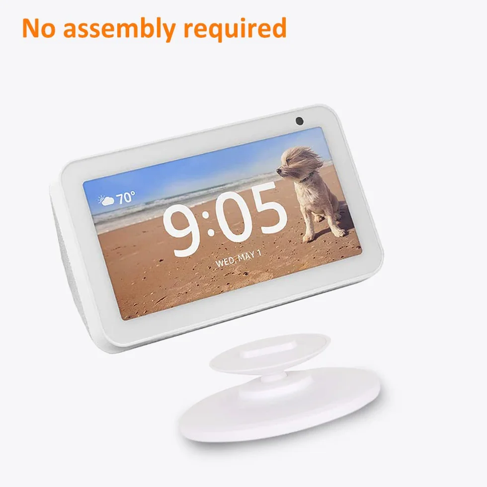 supporto regolabile per Echo Show 5, accessorio compatibile con Amazon Echo Show 5, attacco magnetico, girevole a 360 gradi, funzione di inclinazione, base antiscivolo, uscita 2019, bianco