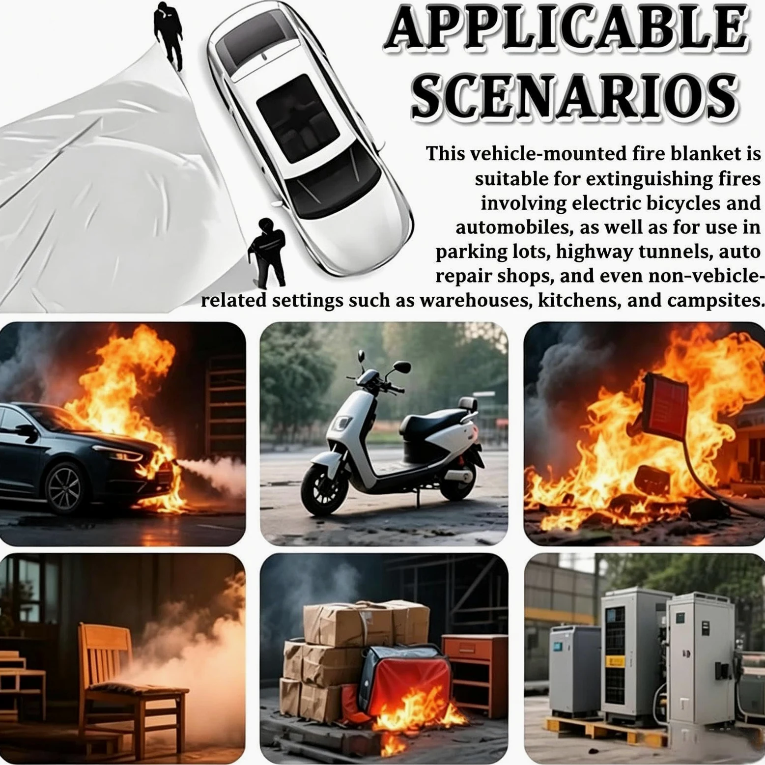 Coperta Di Sicurezza Coperta Ignifuga Riutilizzabile Multifunzione come | Coperta Protettiva Antifiamma Per Auto E Casa, Per Fumatore, Esterno, Emergenza, E Cucina