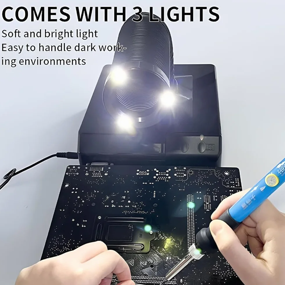 Mini assorbitore di fumo con luce LED portatile per polvere unghie fumi saldatura aspirapolvere da tavolo silenzioso white