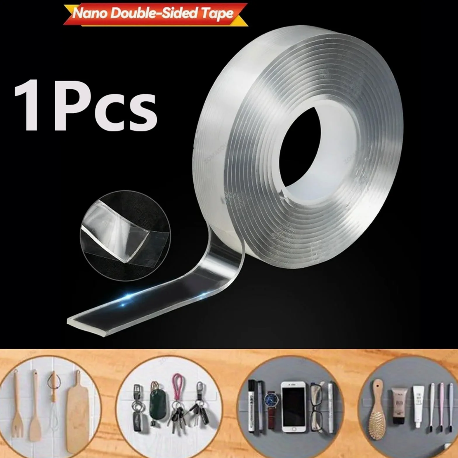 Shockproof Foam Sticky Tape Nano nastro biadesivo resistente | Adesivo extra impermeabile trasparente antiscivolo for cucina bagno(5m,1MM_30MM)