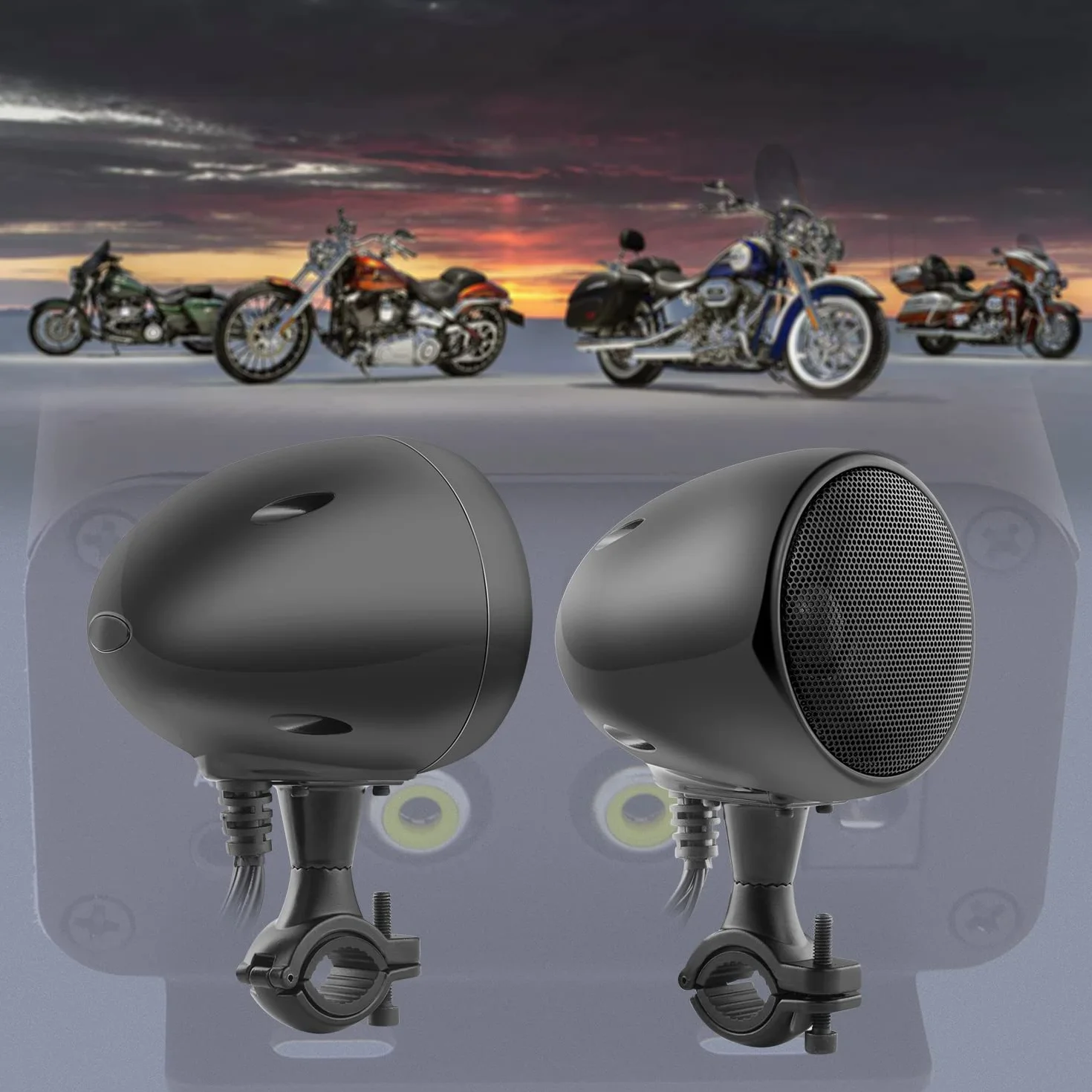 iMESTOU Amplificatore per Moto con AUX, MP3, Radio FM, 4 Pollici Full Range Impermeabile Bluetooth Altoparlanti Stereo Adatto per Manubrio Moto ATV UTV RZR