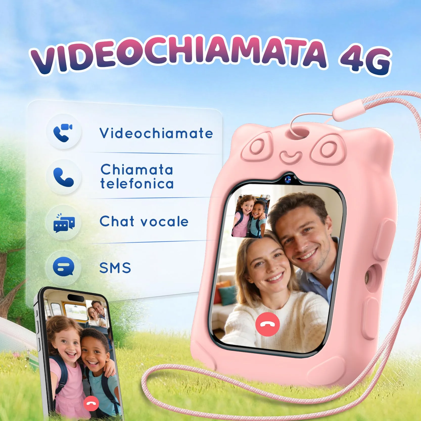 Blackview Smartwatch per Bambini, 1.75 Inch TFT Smartwatch Chiamate GPS 4G, Chat Vocale, Videochiamata, SOS, Gioco, Fotocamera, Calcolatrice, Contapassi, Sveglia, Batteria da 800 mAh