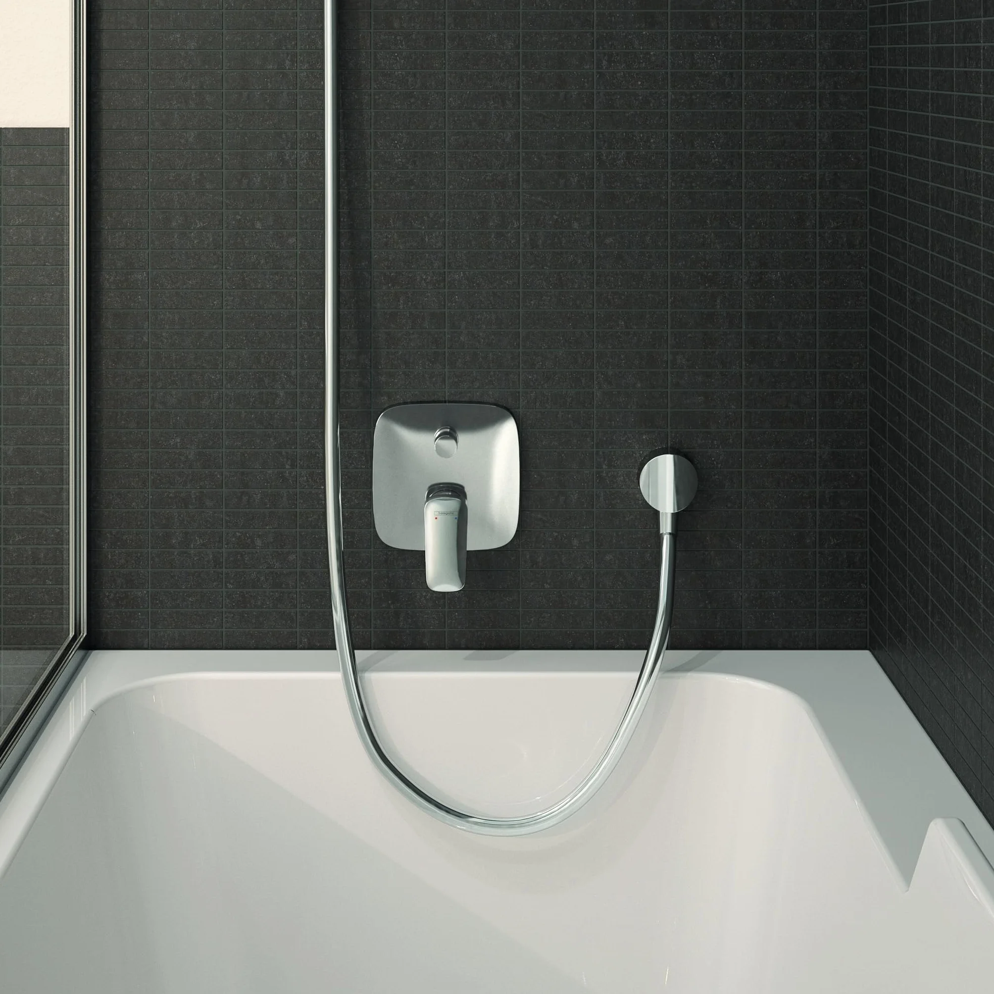 hansgrohe Logis - Rubinetto per vasca da bagno incasso per 2 utenze, Miscelatore monocomando per vasca per iBox universal, cromo, 71405000