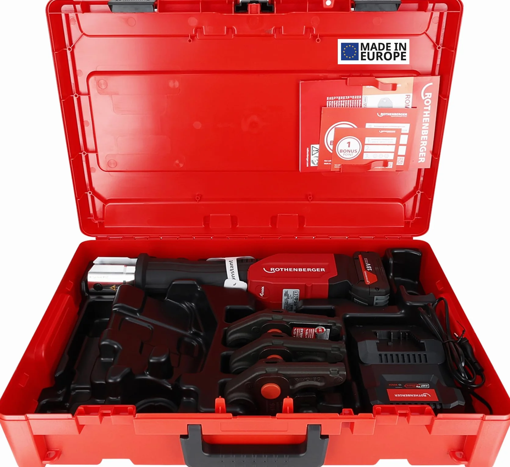 ROTHENBERGER ROMAX 4000 Set AMPShare pressatrice elettroidraulica 16-20-26 mm batteria 4 Ah Constant Force