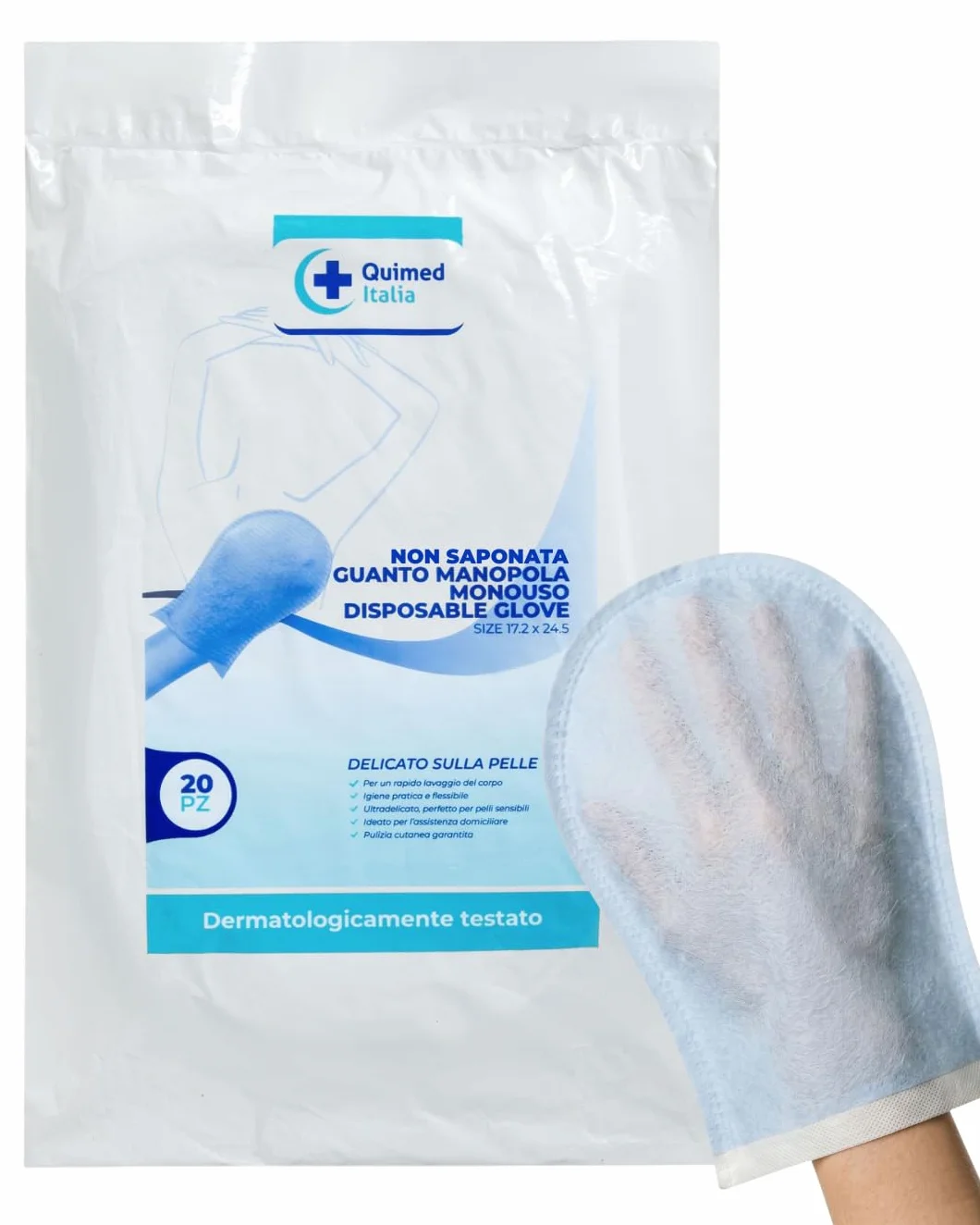 Manopole Monouso in TNT Senza Sapone – Guanti Igiene Corpo Professionali, 60 Pezzi