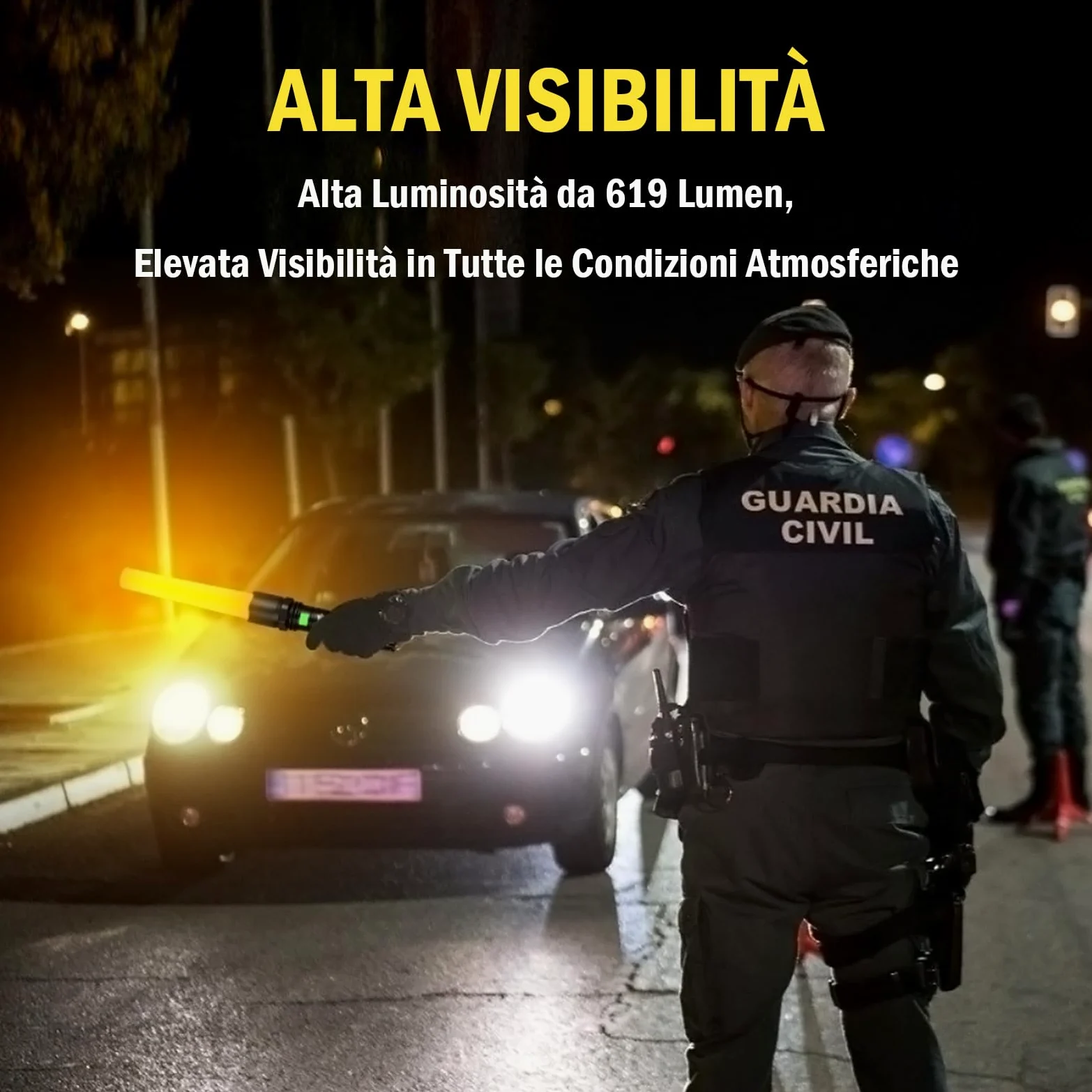 UltraFire Torcia a LED ricaricabile da 12 pollici, 619 lumen, torcia di sicurezza, 3 modalità con lampeggio rosso, USB-C, per il controllo del traffico, aeroporto, vigili del fuoco, parcheggio