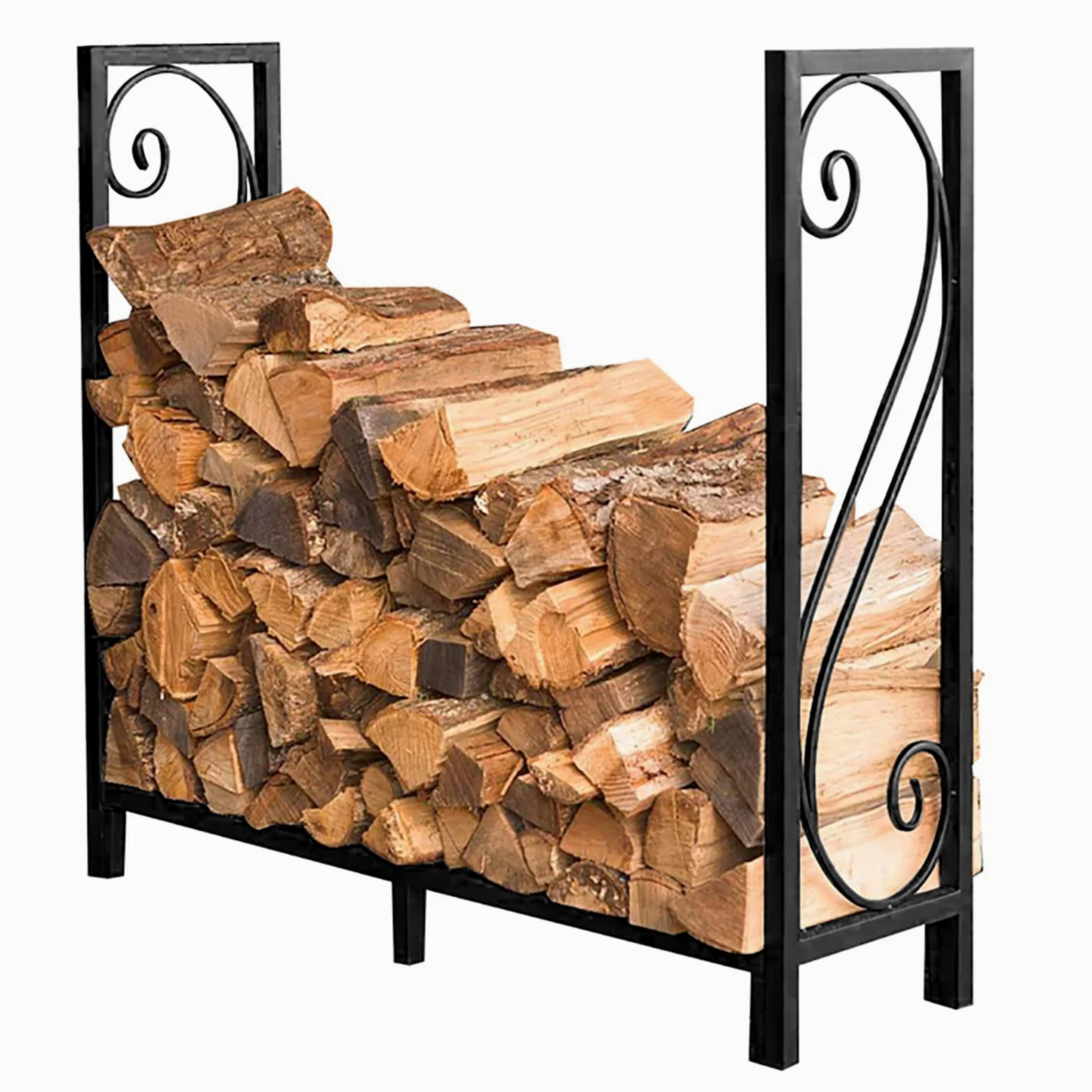 Portalegna da ardere in metallo resistente, con gambe, altezza 100 cm, ideale per stufe a legna, camino, veranda, balcone e soggiorno