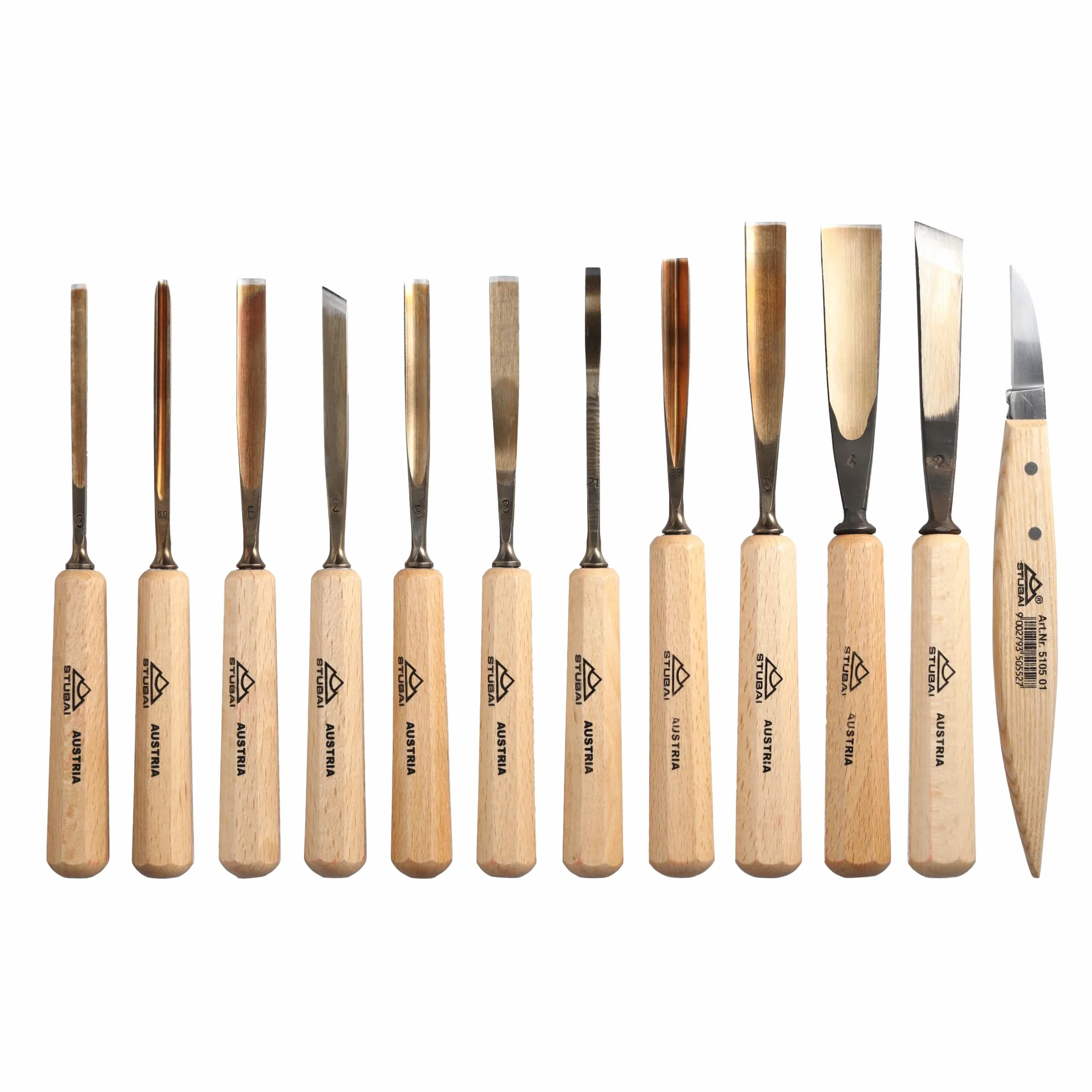 Stubai 510214 Assortimento Sgorbie per Scultori, 14 Pzi