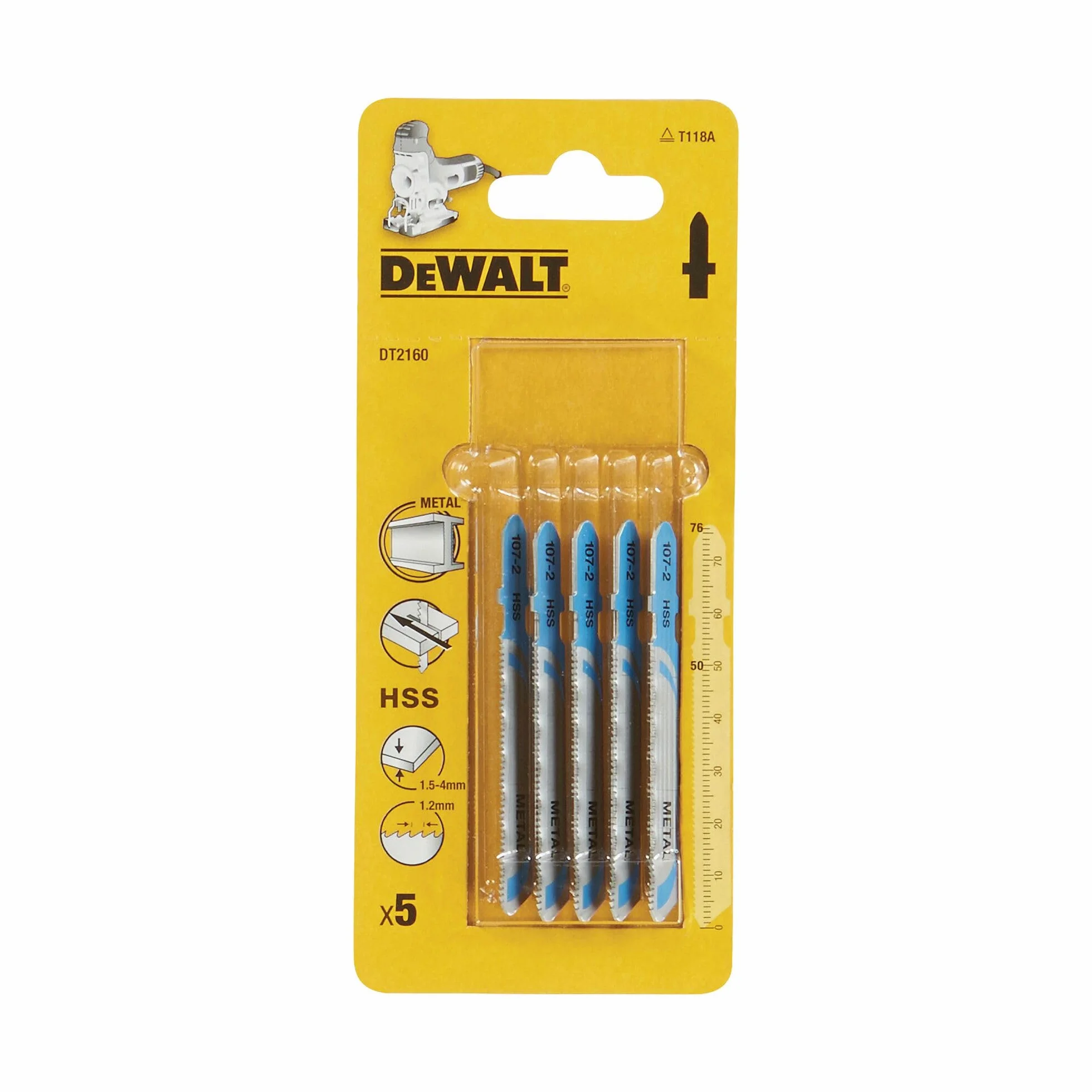 DEWALT DT2160-QZ lame seghetto alternativo - standard per metallo - 76 x 1.2 5 t118a - 5 pezzi
