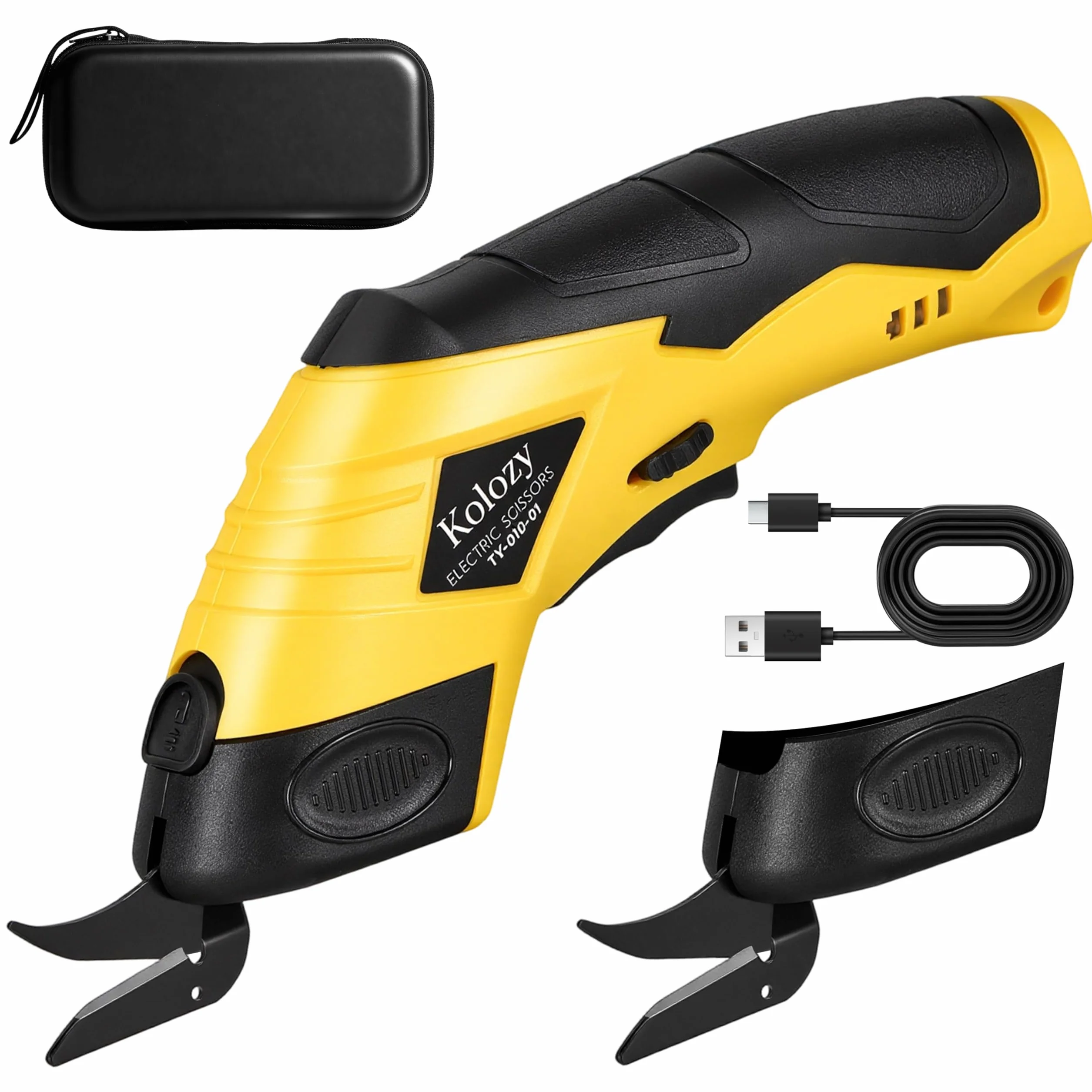 Forbici Elettriche Cutter 4V Ricaricabile 2500mAh 10000RPM 2 lame Taglio Cartone Pelle Plastica Moquette