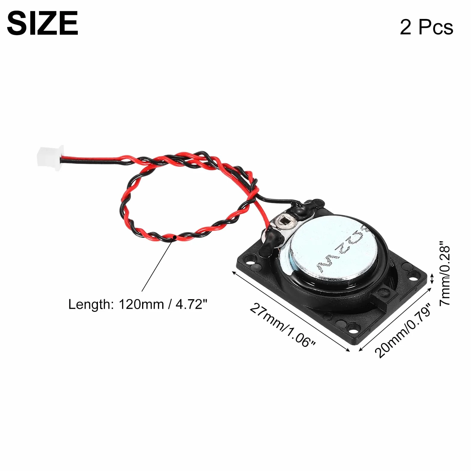 QUARKZMAN 2Pz 2W 8 Ohm Quadrato Mini Altoparlante-Guscio Metallico Interno Micro Magnete Speaker con Filo da 120mm Cavo Terminale Per Piccoli Altoparlanti-DVD EVD Multimediale Mobile Radio