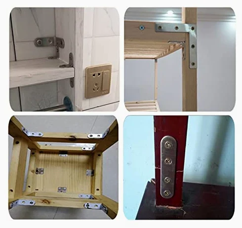 Staffe ad angolo retto resistenti per legno, robuste staffe angolari per assemblaggio di mobili fai da te, perfette per collegamenti di tavoli e sedie