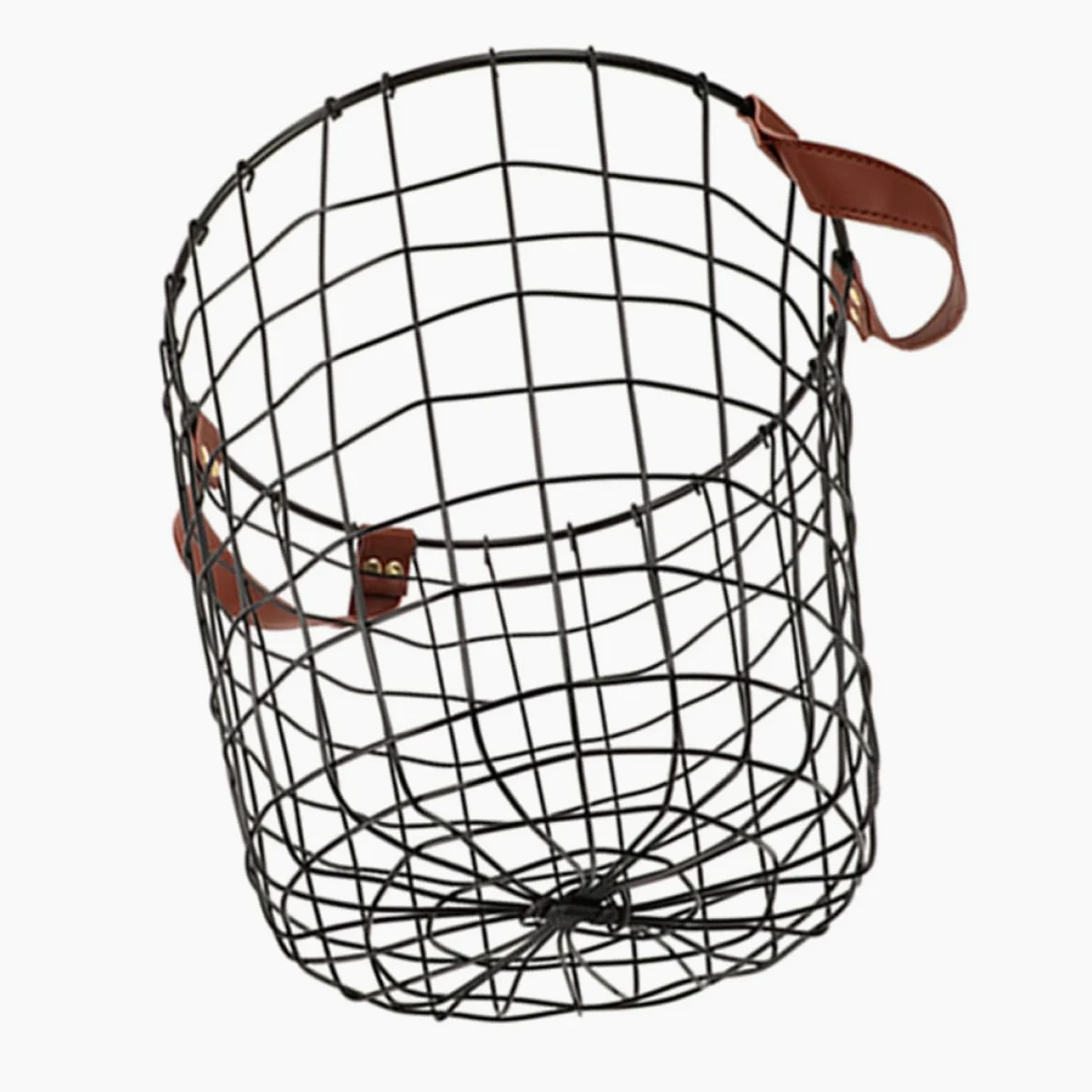 NUOBESTY Cesto Porta Legna in Ferro Robusto con Manico, Grande Cestino Rotondo per Legna da Ardere e Decorazione Rustica, Contenitore Organizer Ventilato per Interni ed Esterni, per
