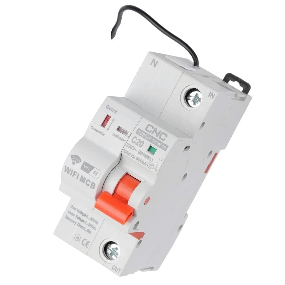 Interruttore Magnetotermico Differenziale 1P WiFi Smart Circuit Breaker Creor Protection Time Reclosing Switch Telecomando(100A)